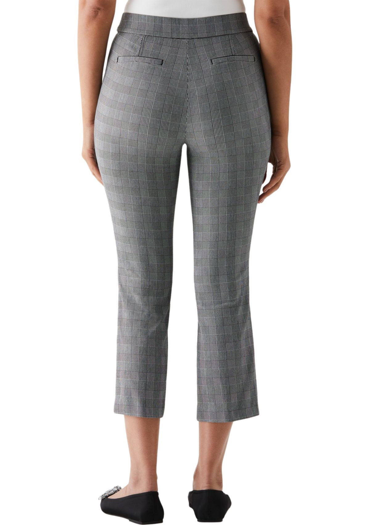 Petite Checkered Pleated Pants with Belt