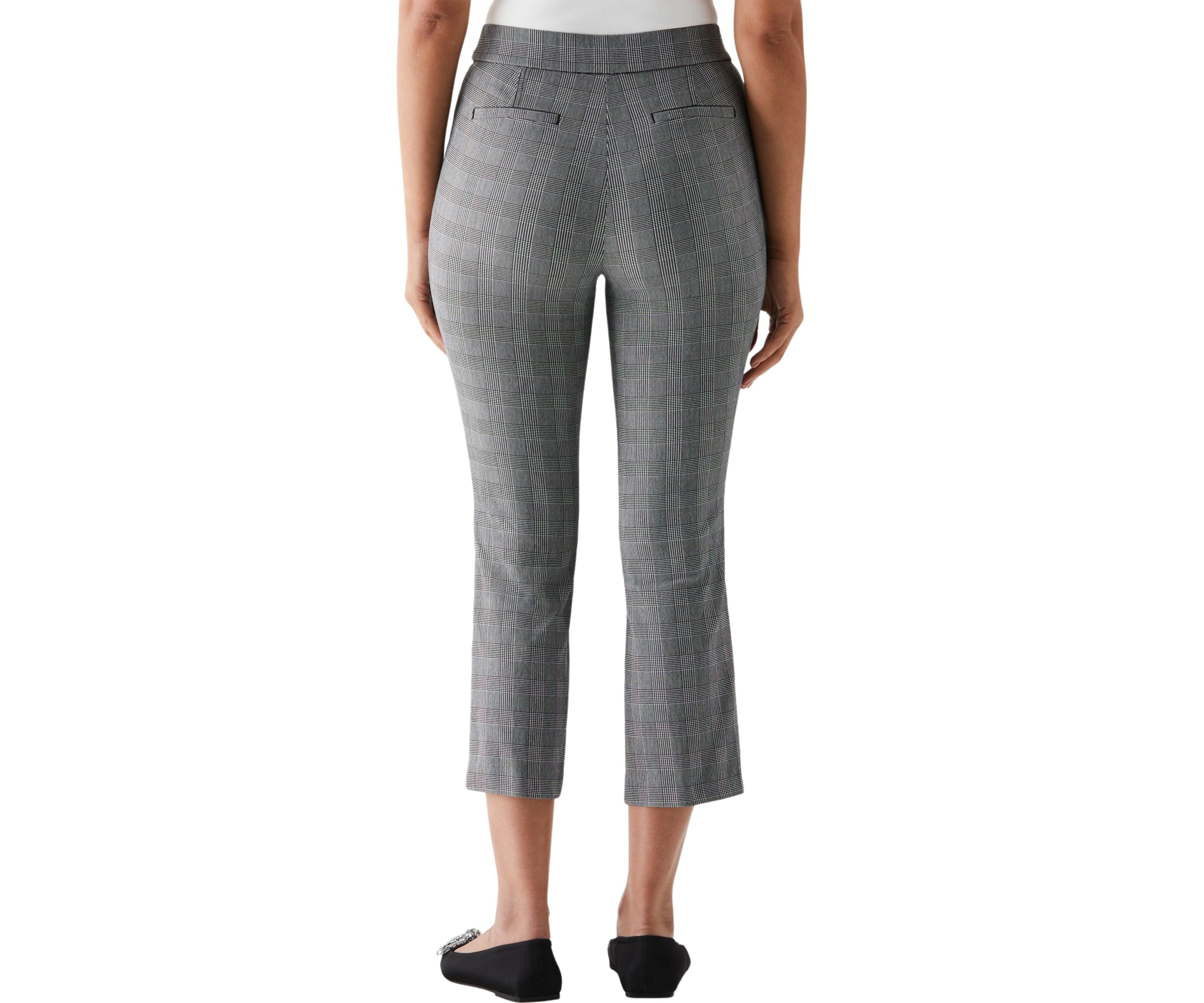 Petite Checkered Pleated Pants with Belt