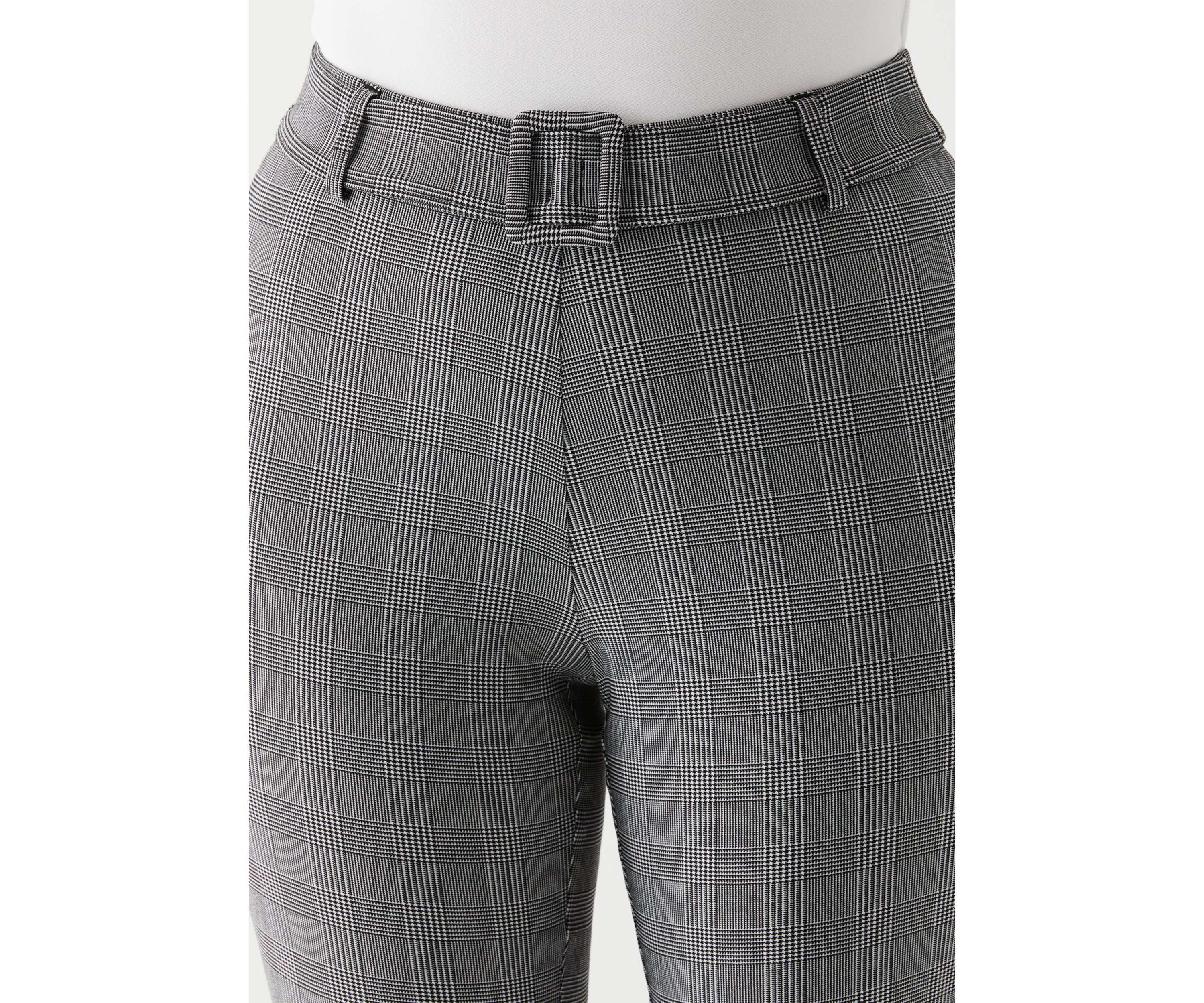 Petite Checkered Pleated Pants with Belt