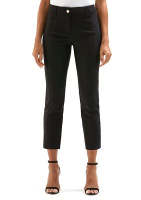 Rafaella Women's Petite Satin Luxe Straight Leg Crop Pants, Black, 14P