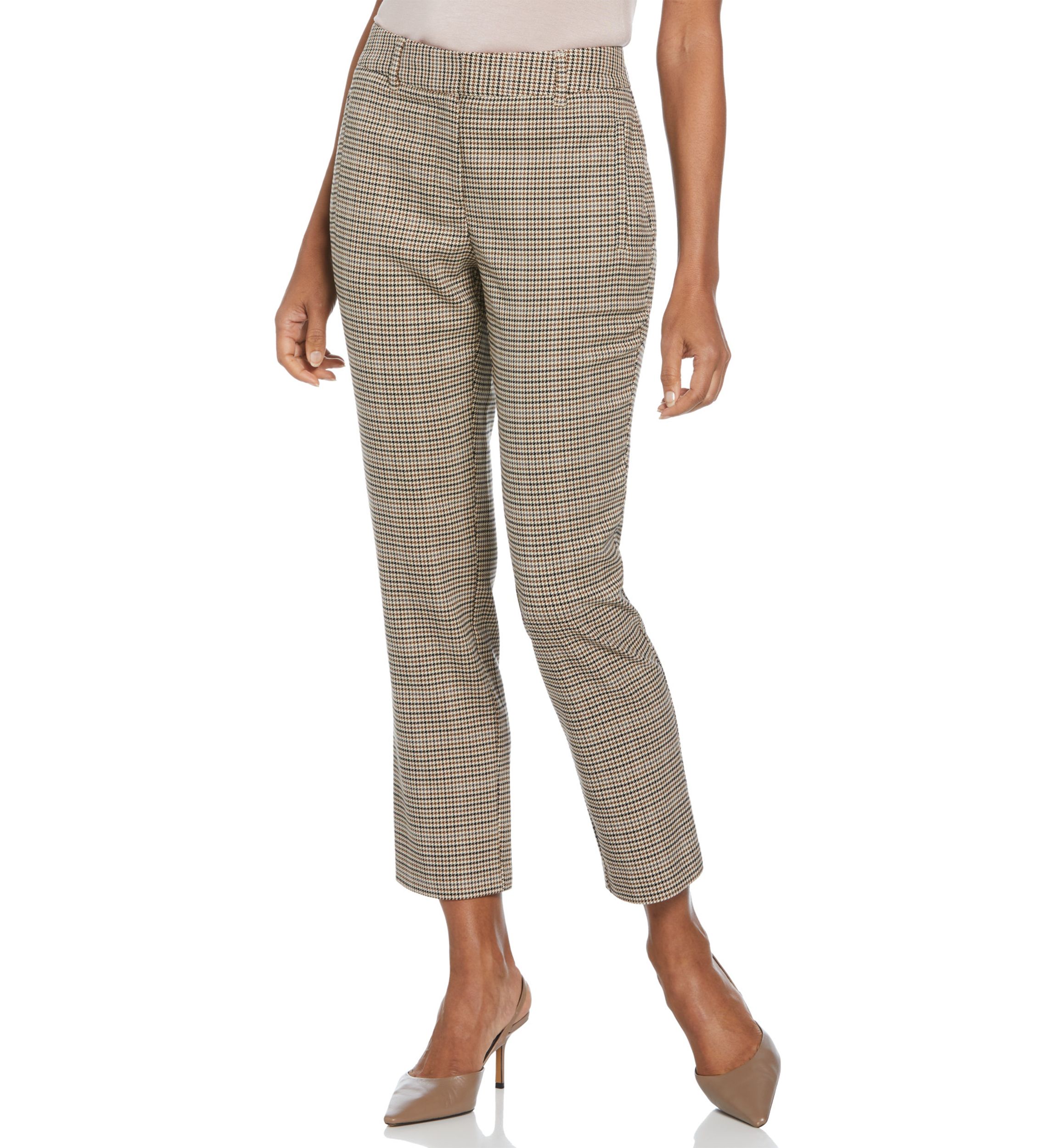 Petite Houndstooth Straight Leg Pants