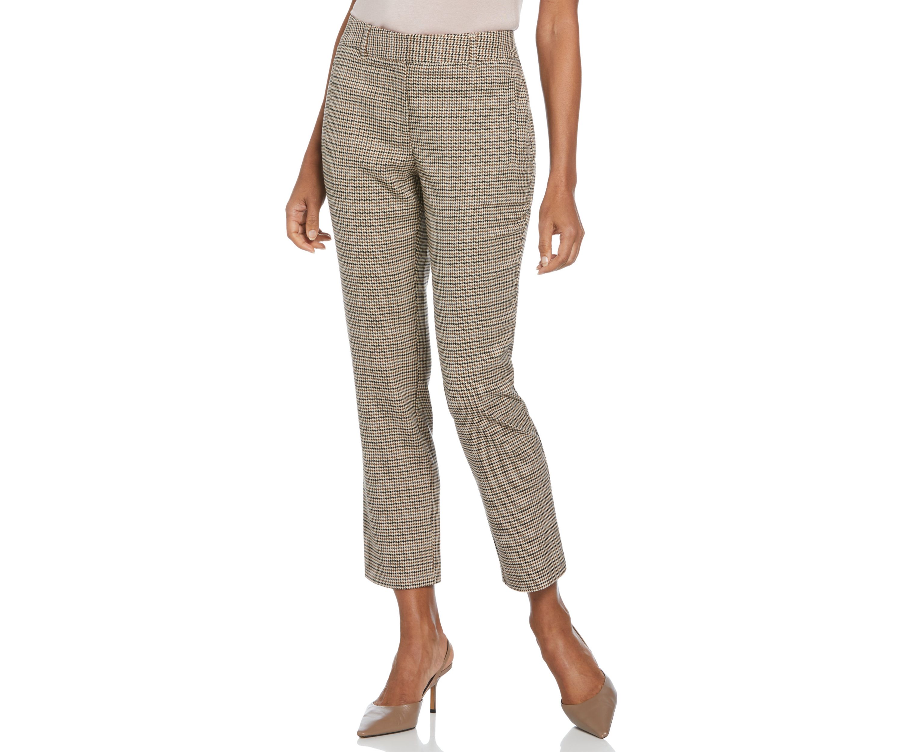 Petite Houndstooth Straight Leg Pants