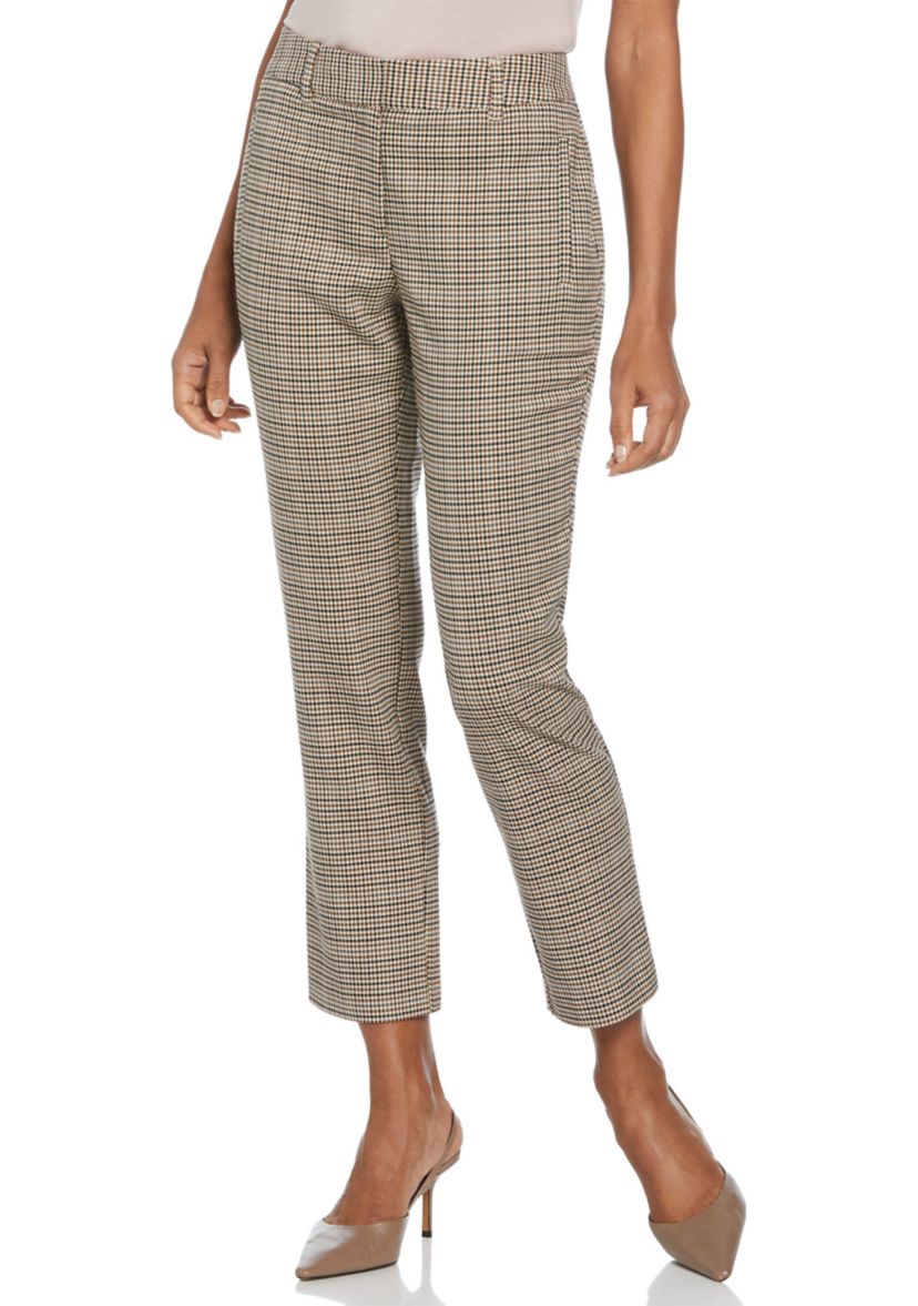 Petite Houndstooth Straight Leg Pants