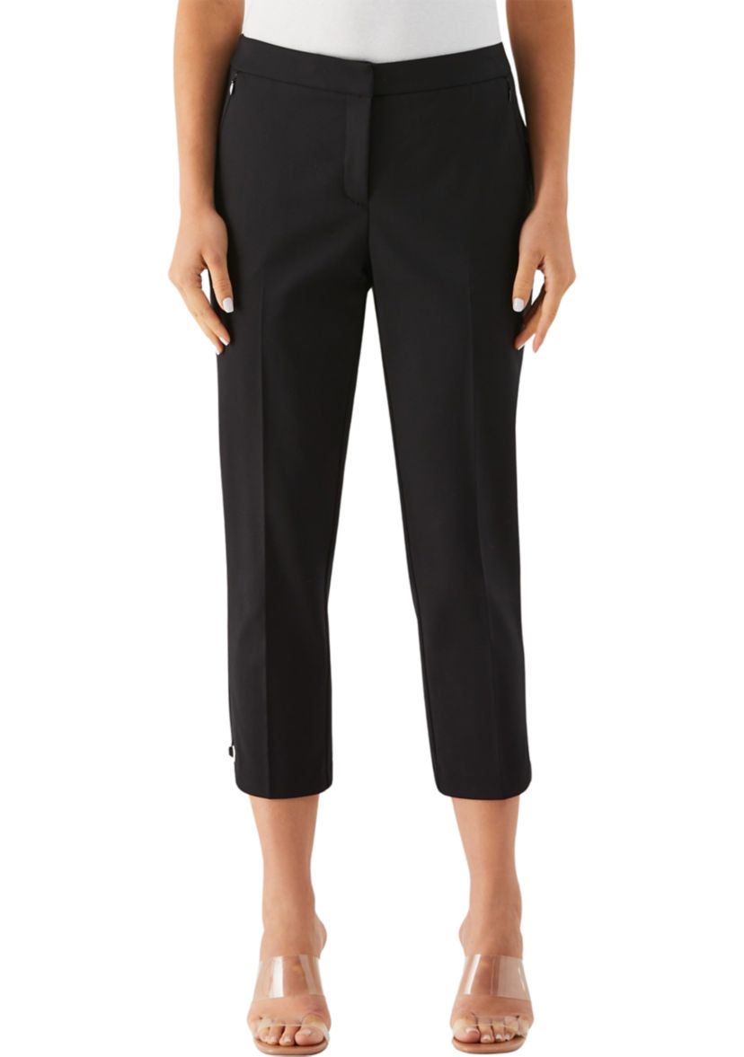 Petite Satin Twill Capri Pants with Grommets