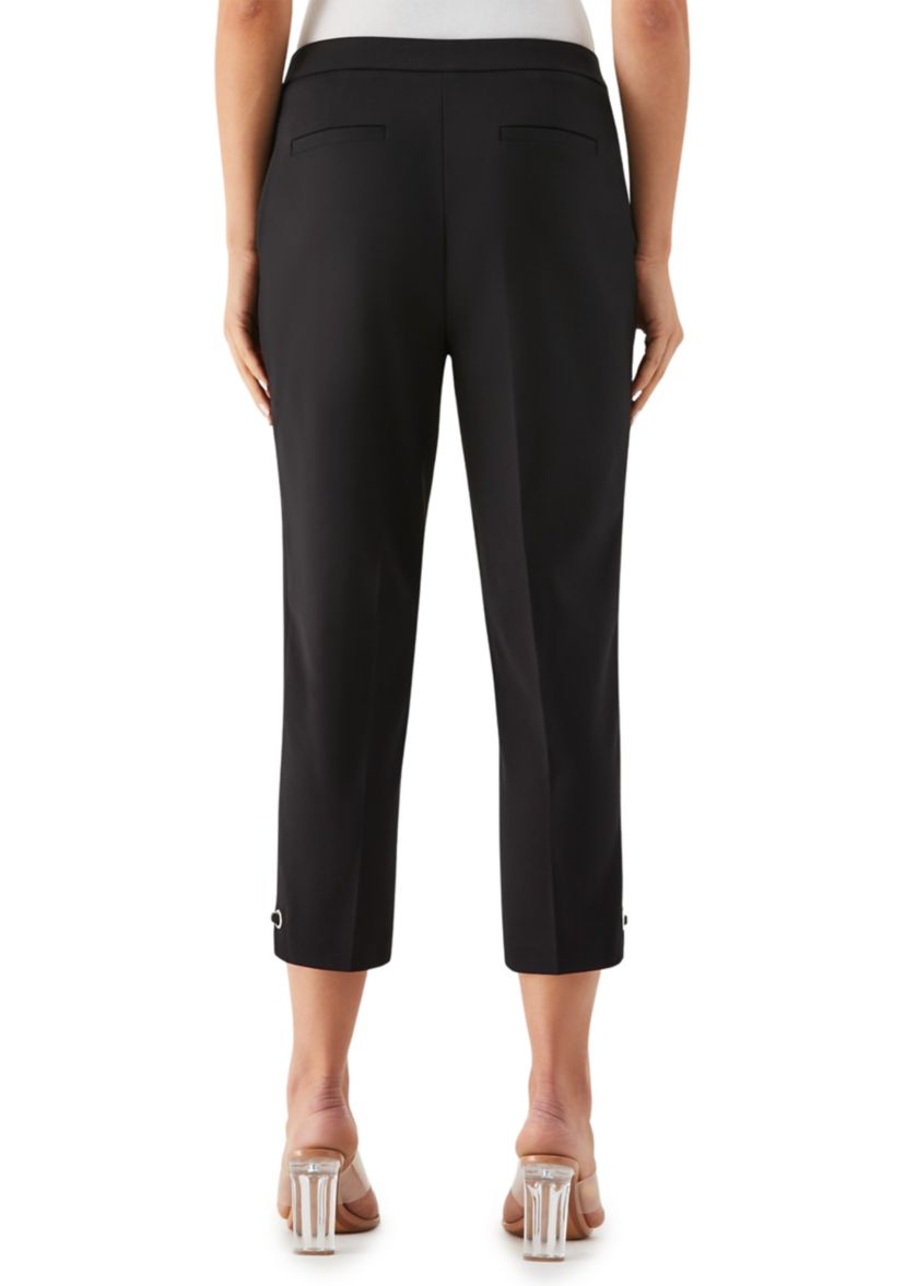 Petite Satin Twill Capri Pants with Grommets