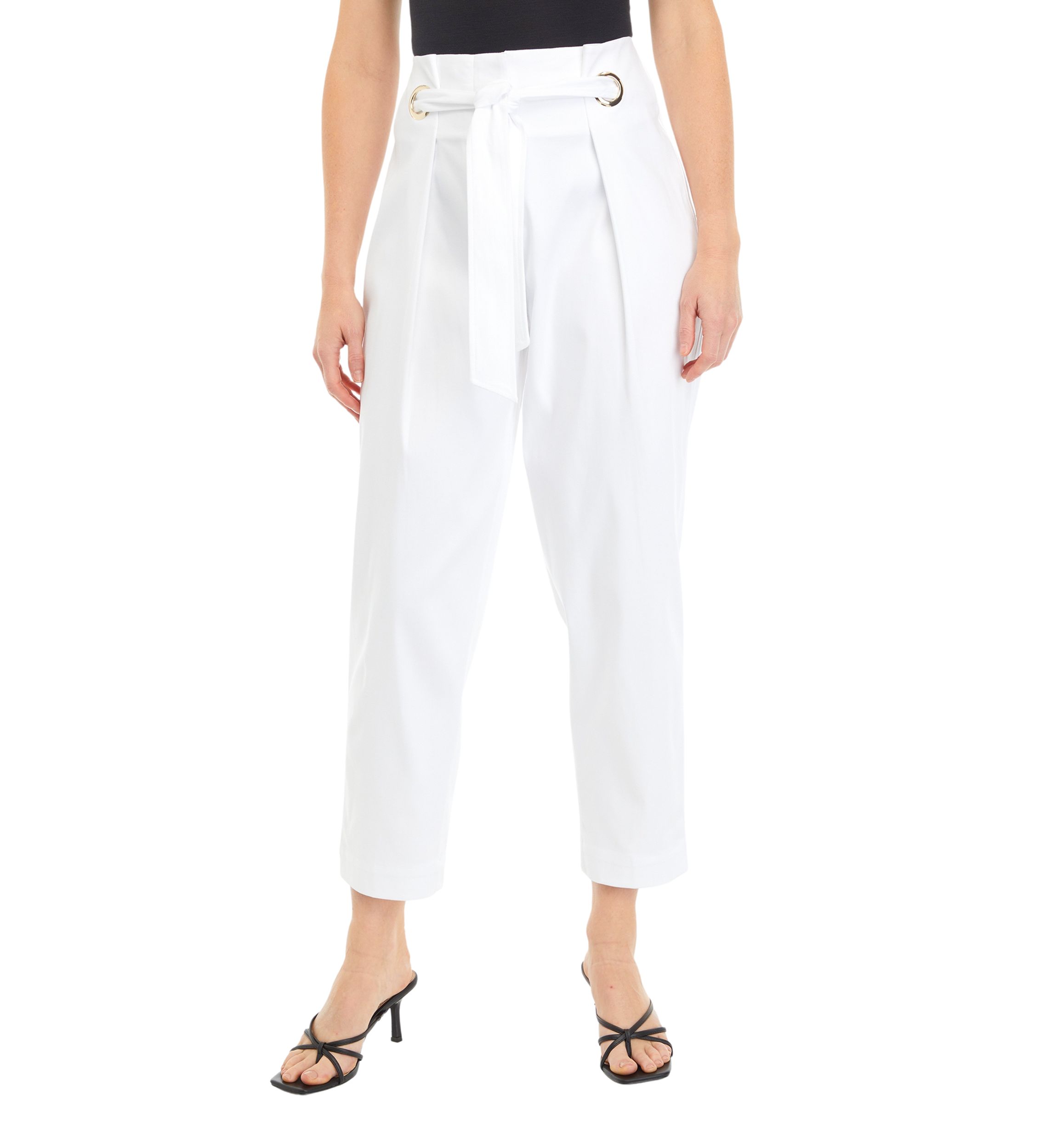 Petite Self Tie Pleated Taper Pants