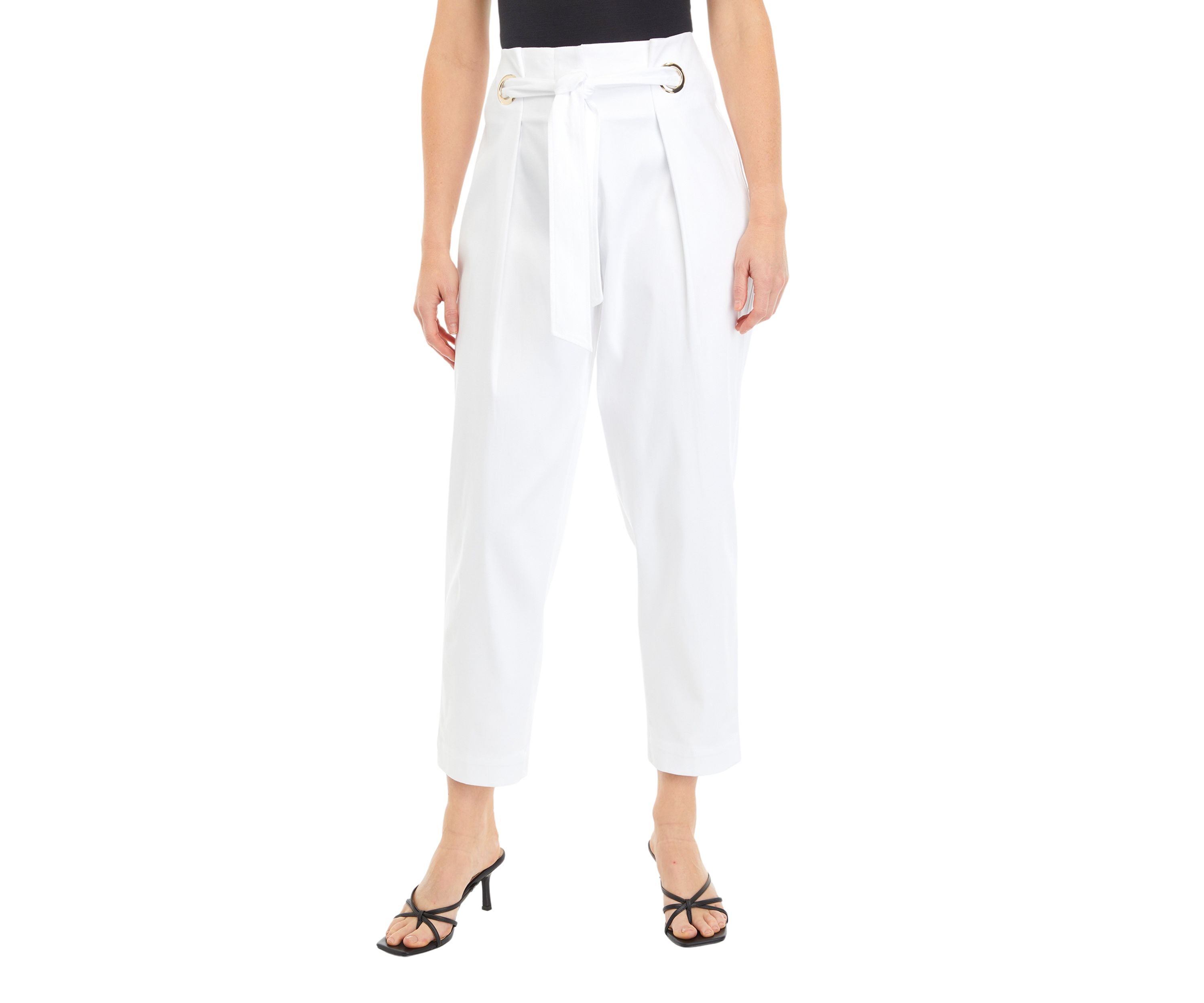 Petite Self Tie Pleated Taper Pants