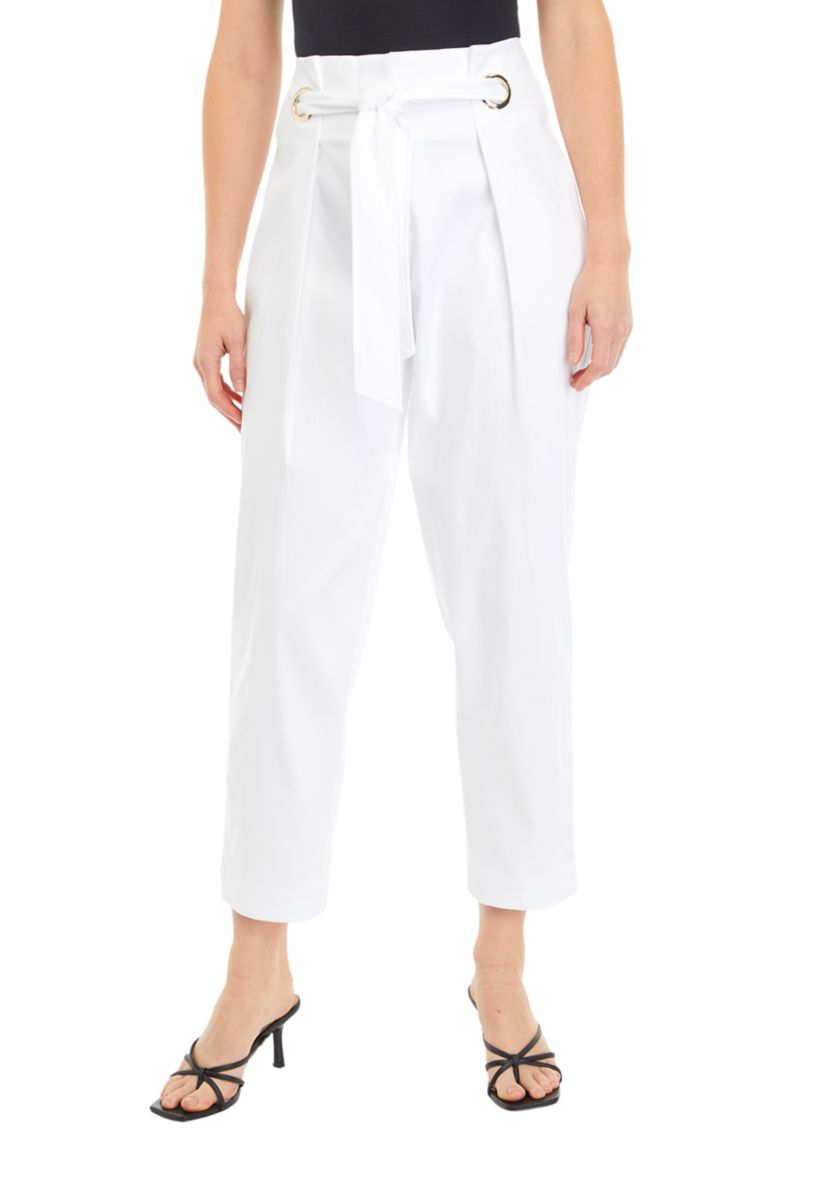 Petite Self Tie Pleated Taper Pants