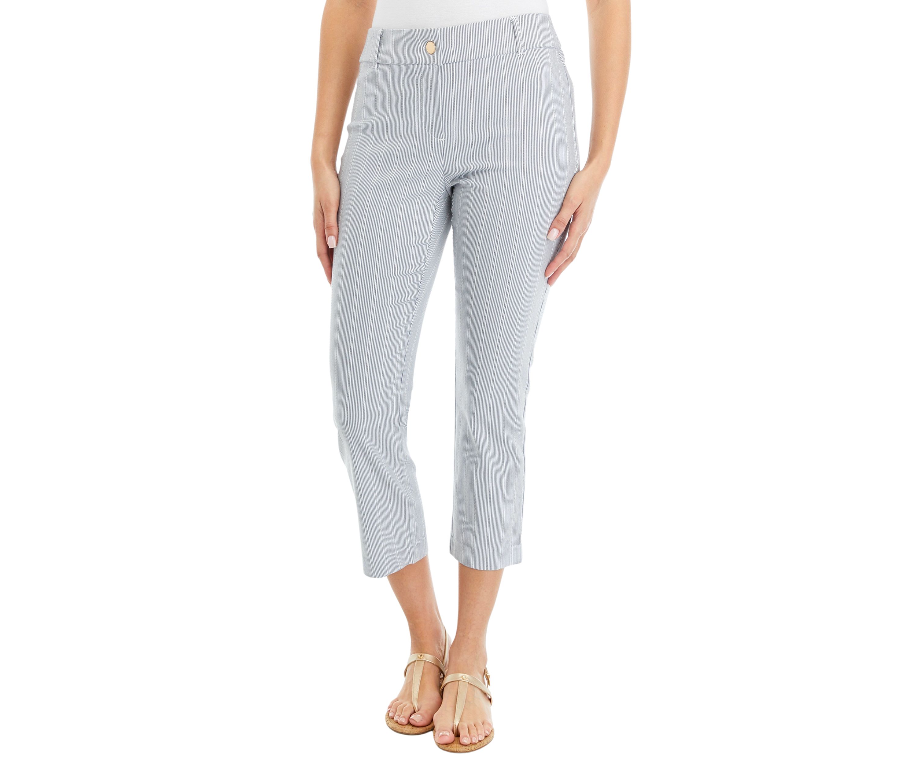 Petite Striped Straight Leg Pants