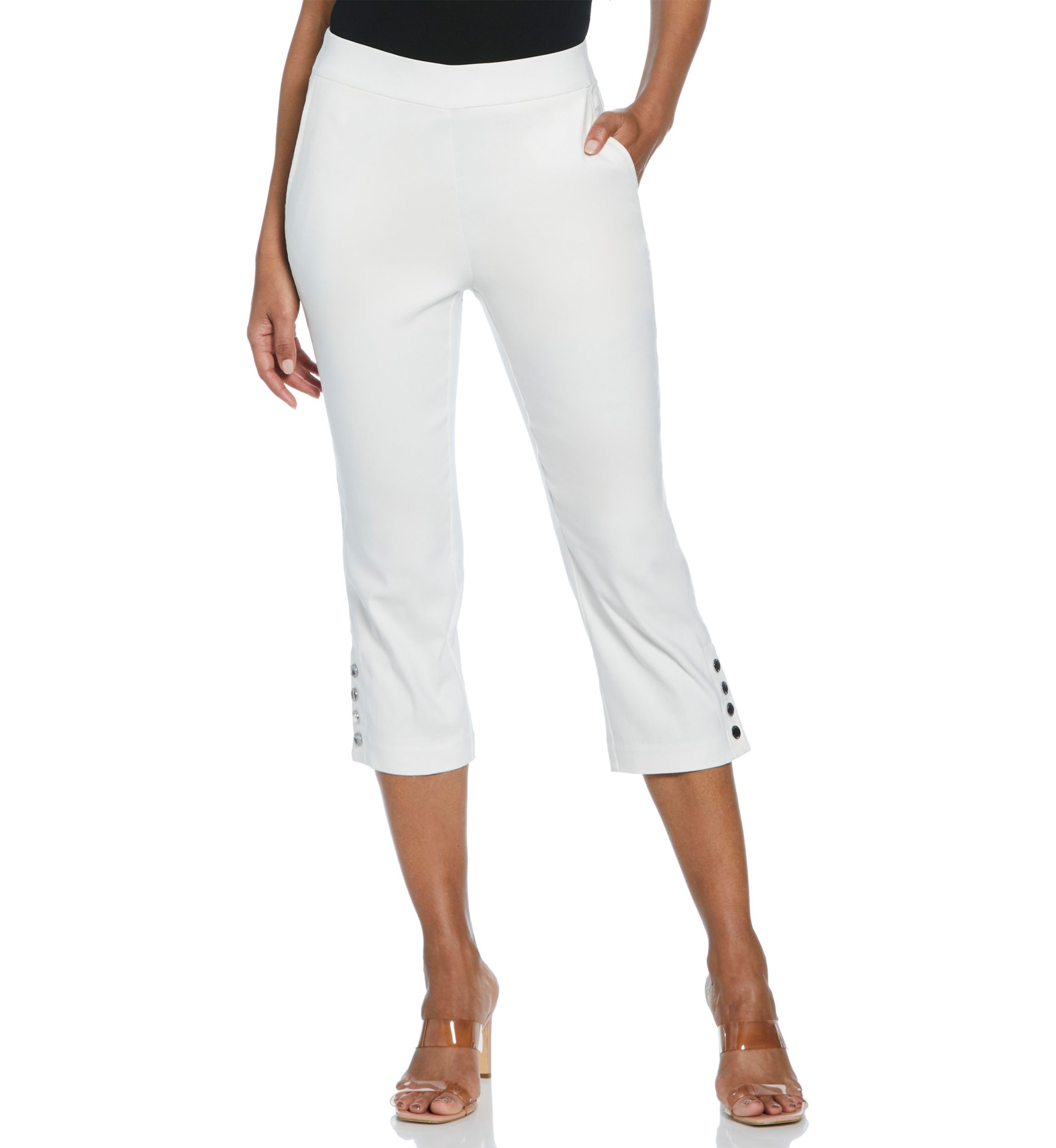 Petite Rivet Detail Pull-On Capri Pants