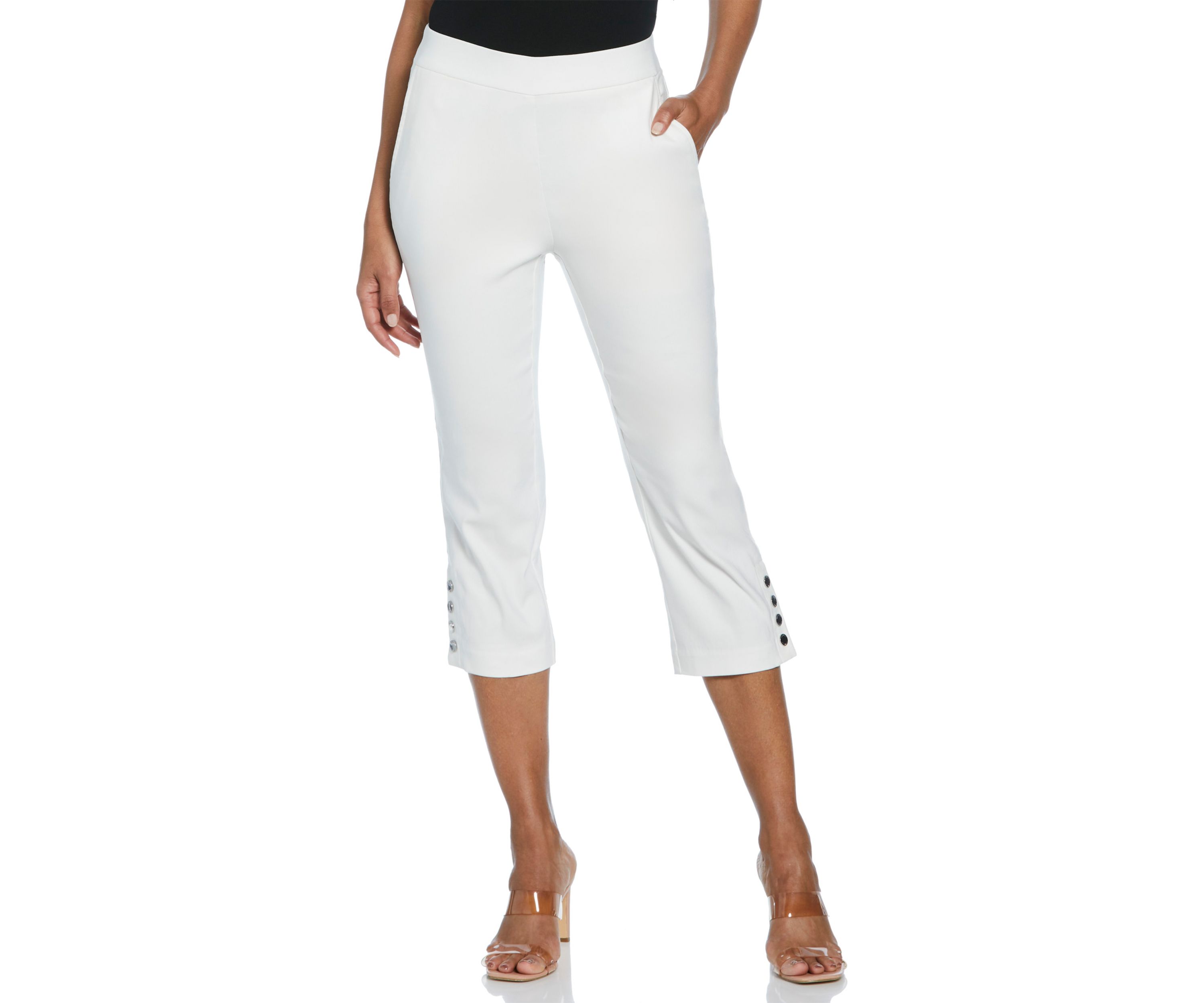 Petite Rivet Detail Pull-On Capri Pants