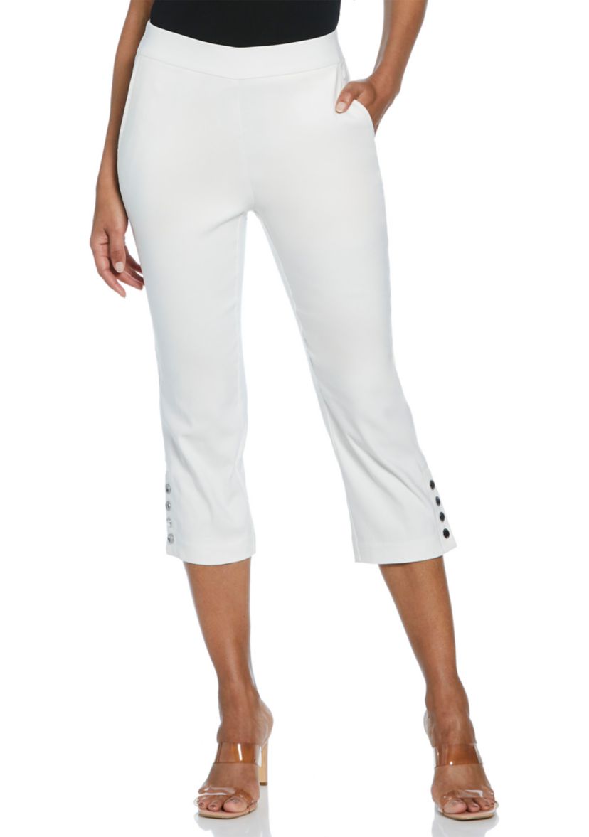 Petite Rivet Detail Pull-On Capri Pants