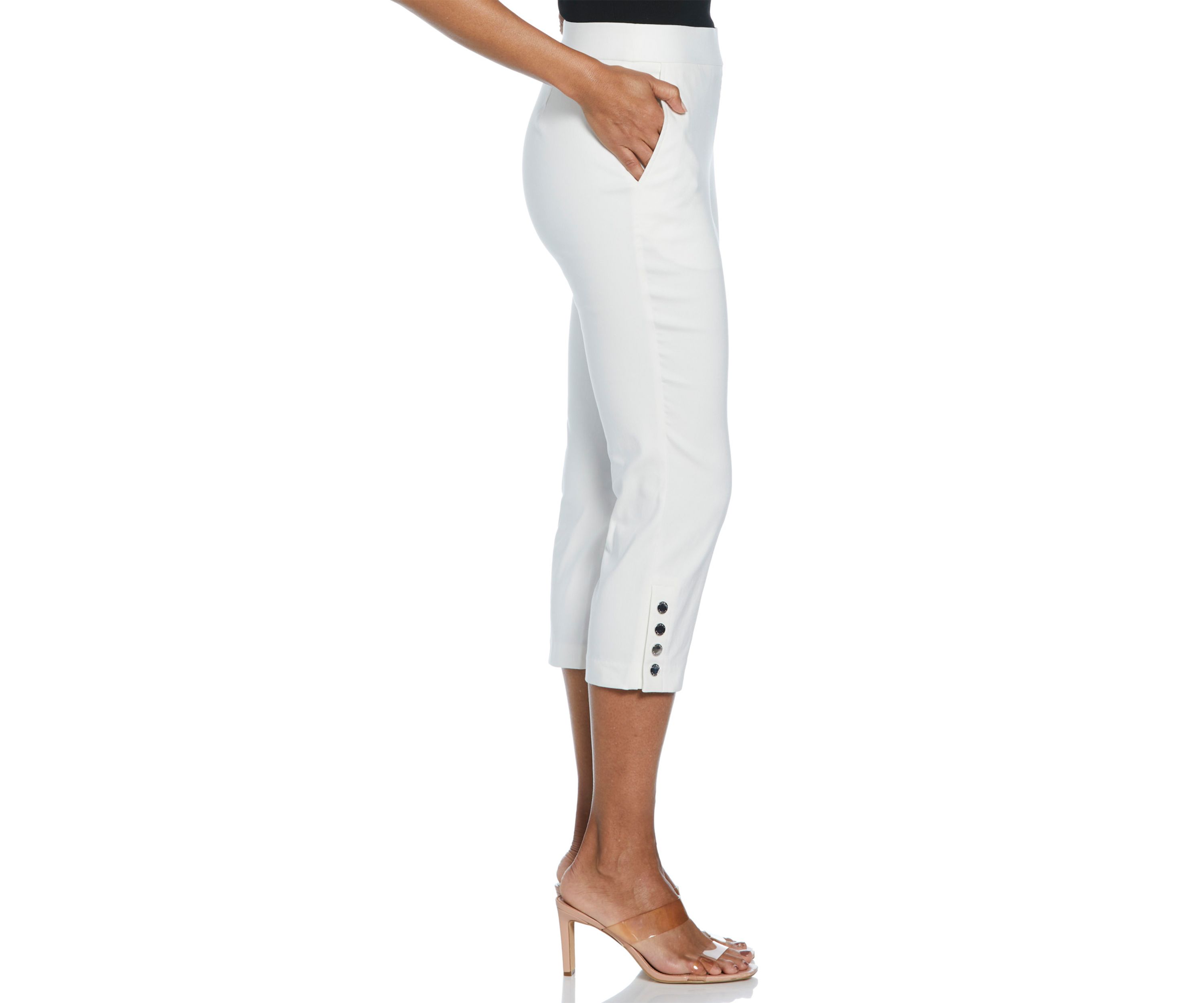 Petite Rivet Detail Pull-On Capri Pants