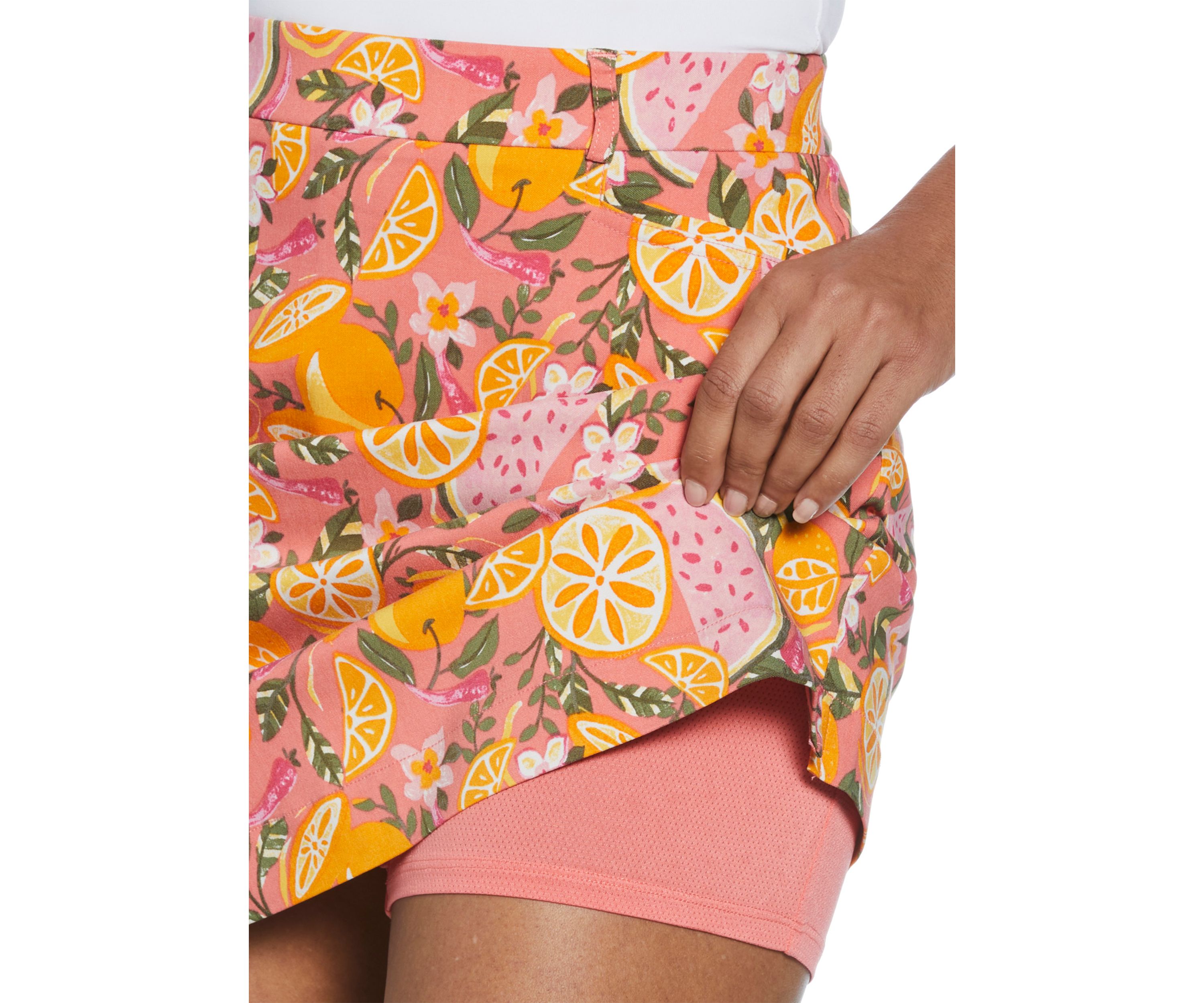 Petite Fruit Print Welt Pocket Skort