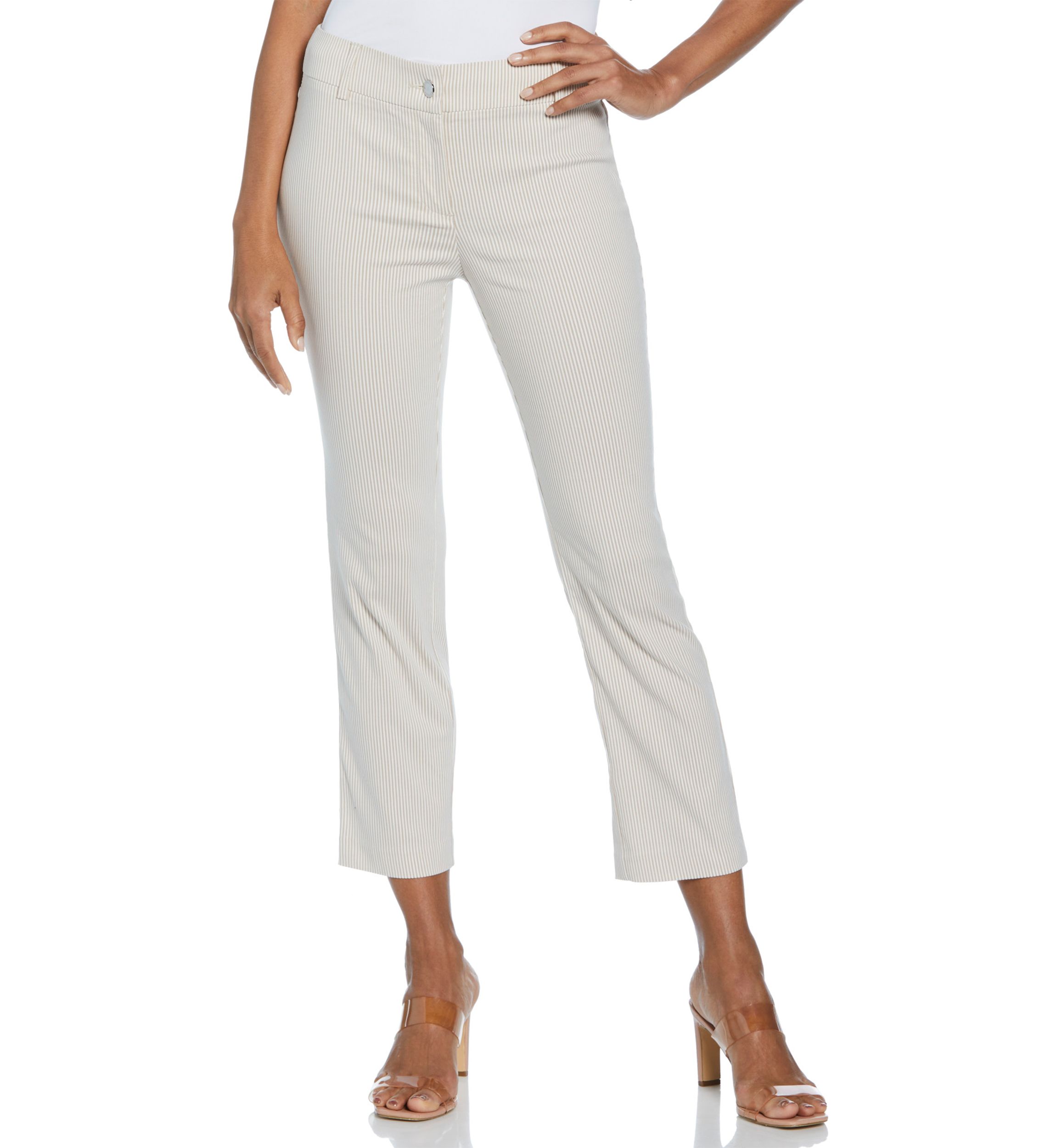 Petite Tan Stripe Back Yoke Pants