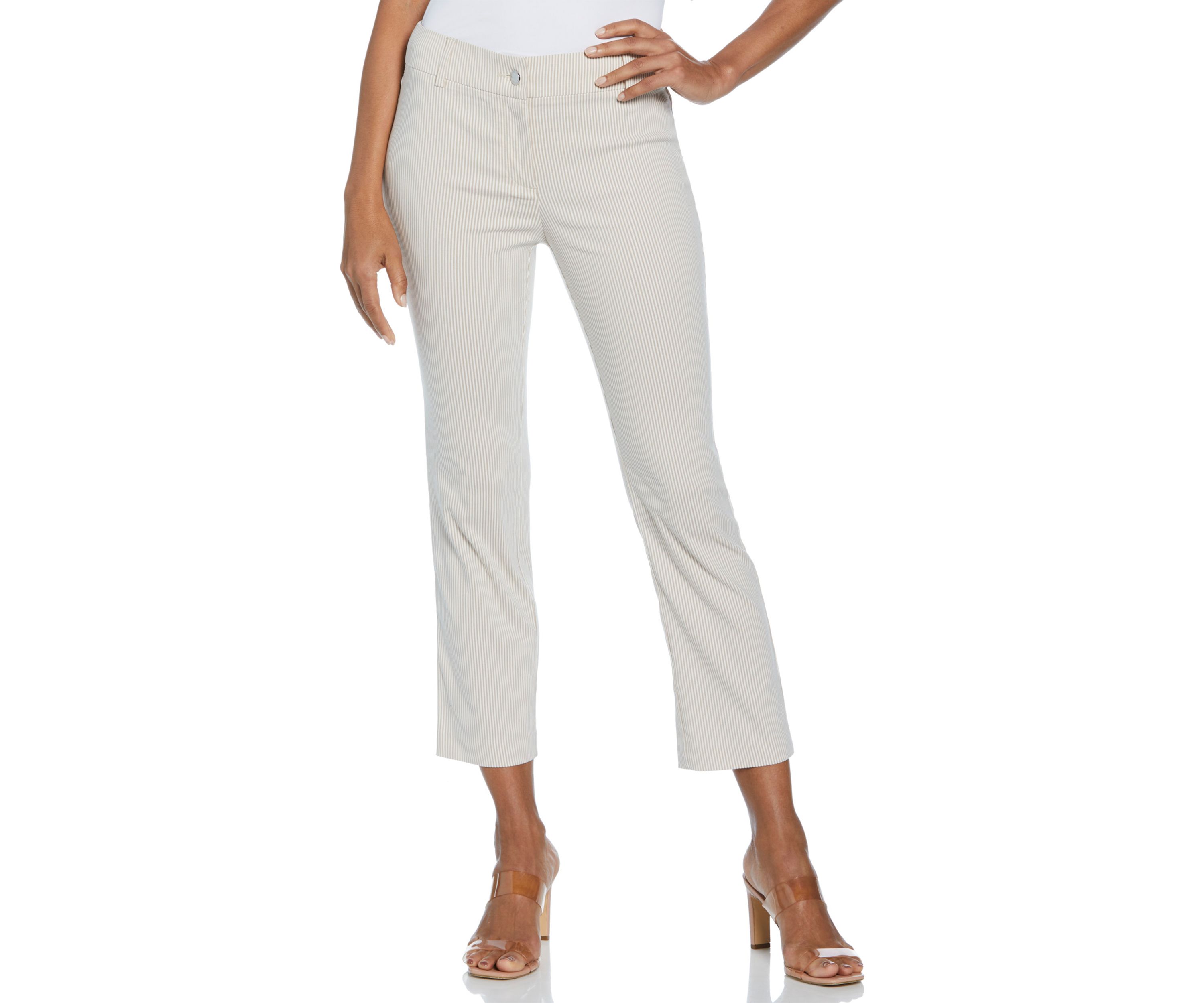 Petite Tan Stripe Back Yoke Pants