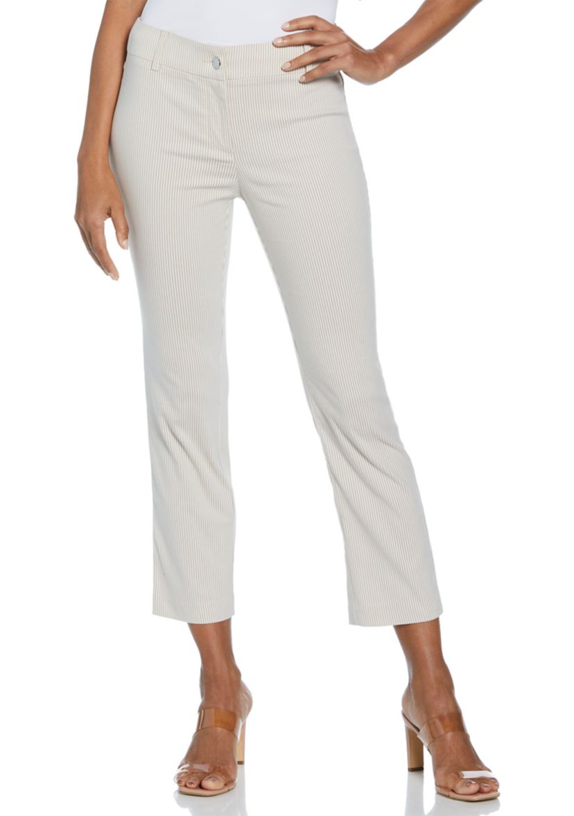 Petite Tan Stripe Back Yoke Pants