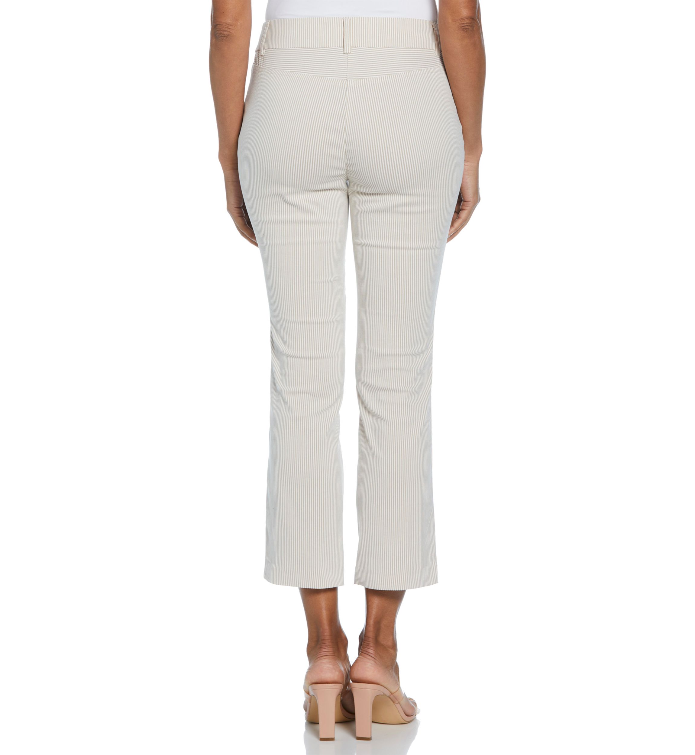 Petite Tan Stripe Back Yoke Pants