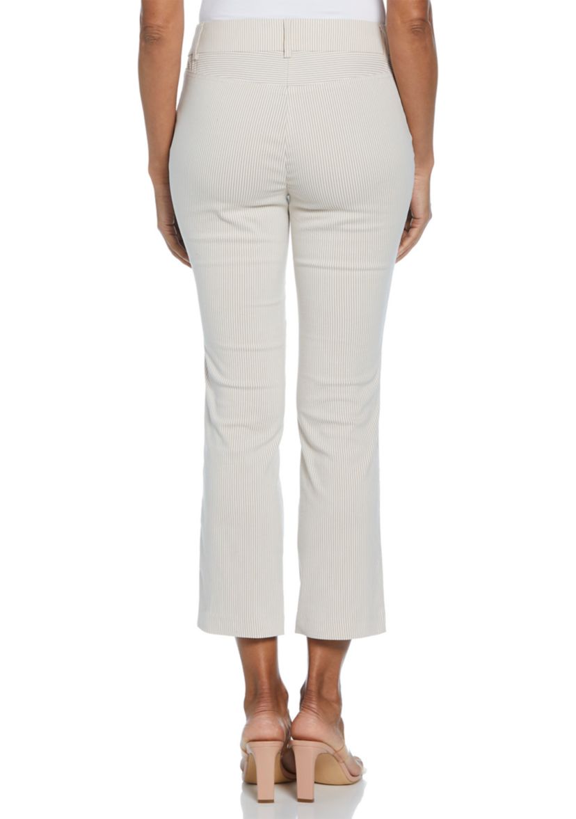 Petite Tan Stripe Back Yoke Pants