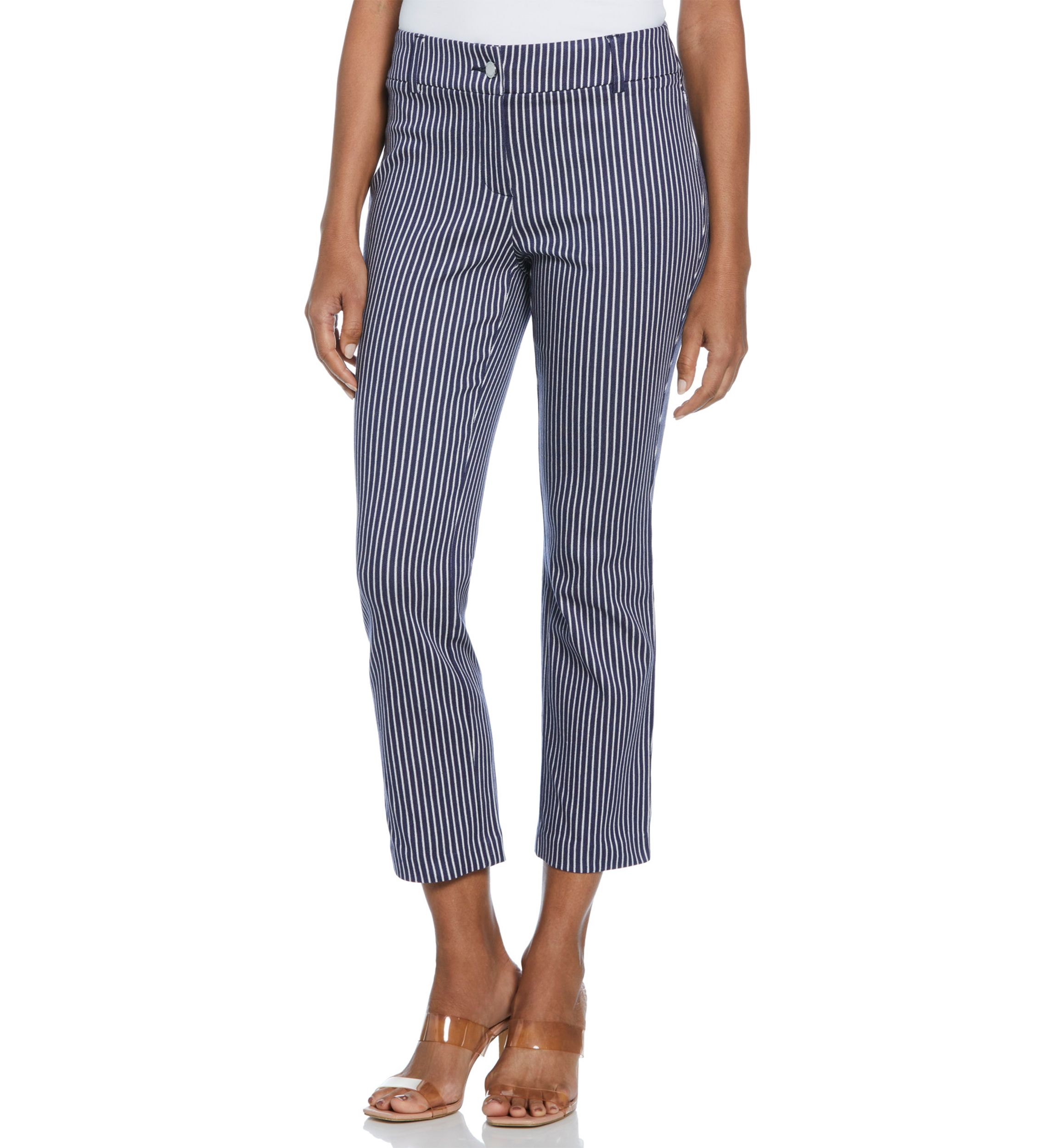 Petite Navy Stripe Back Yoke Pants
