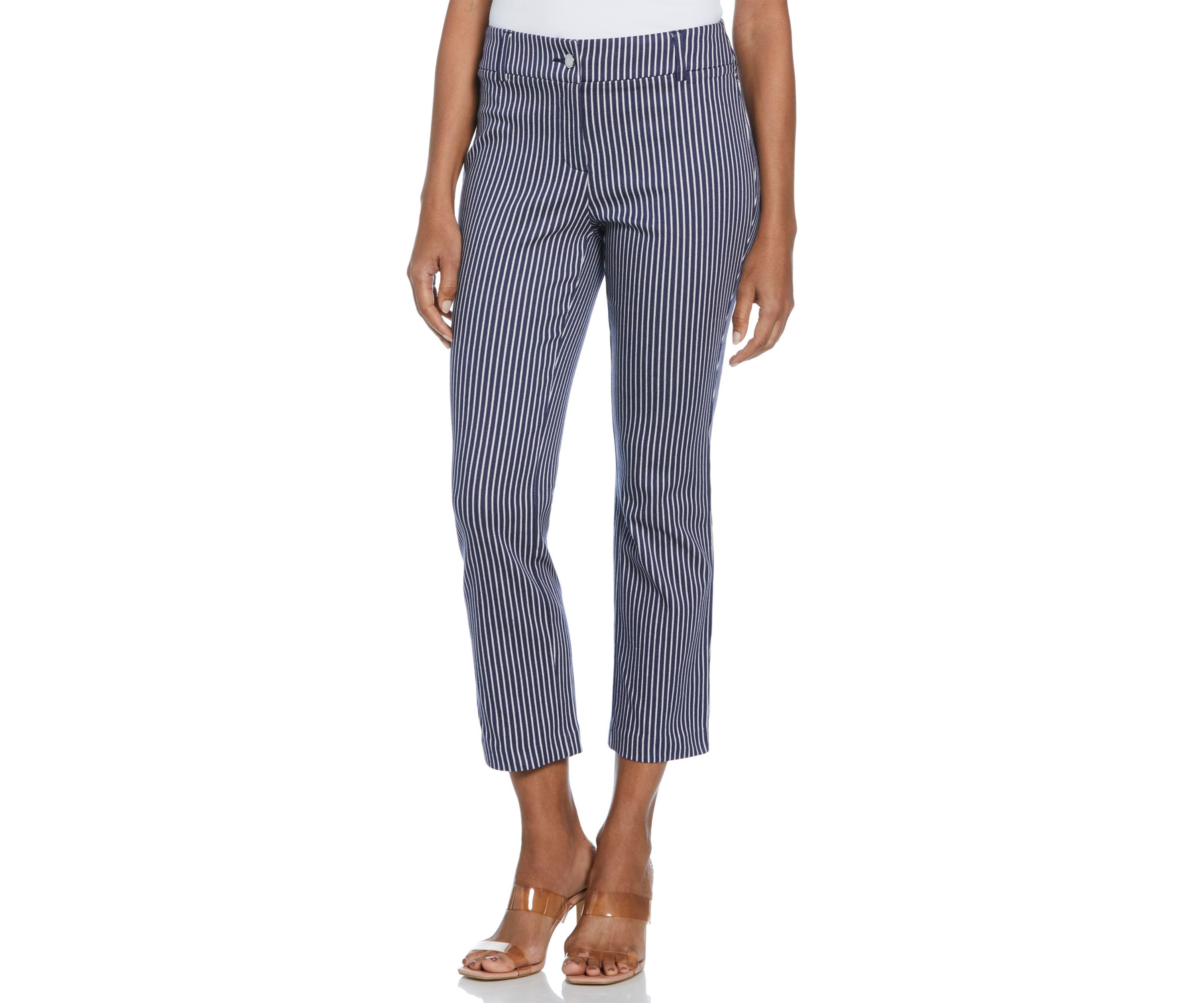 Petite Navy Stripe Back Yoke Pants