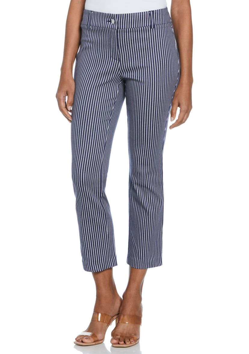 Petite Navy Stripe Back Yoke Pants