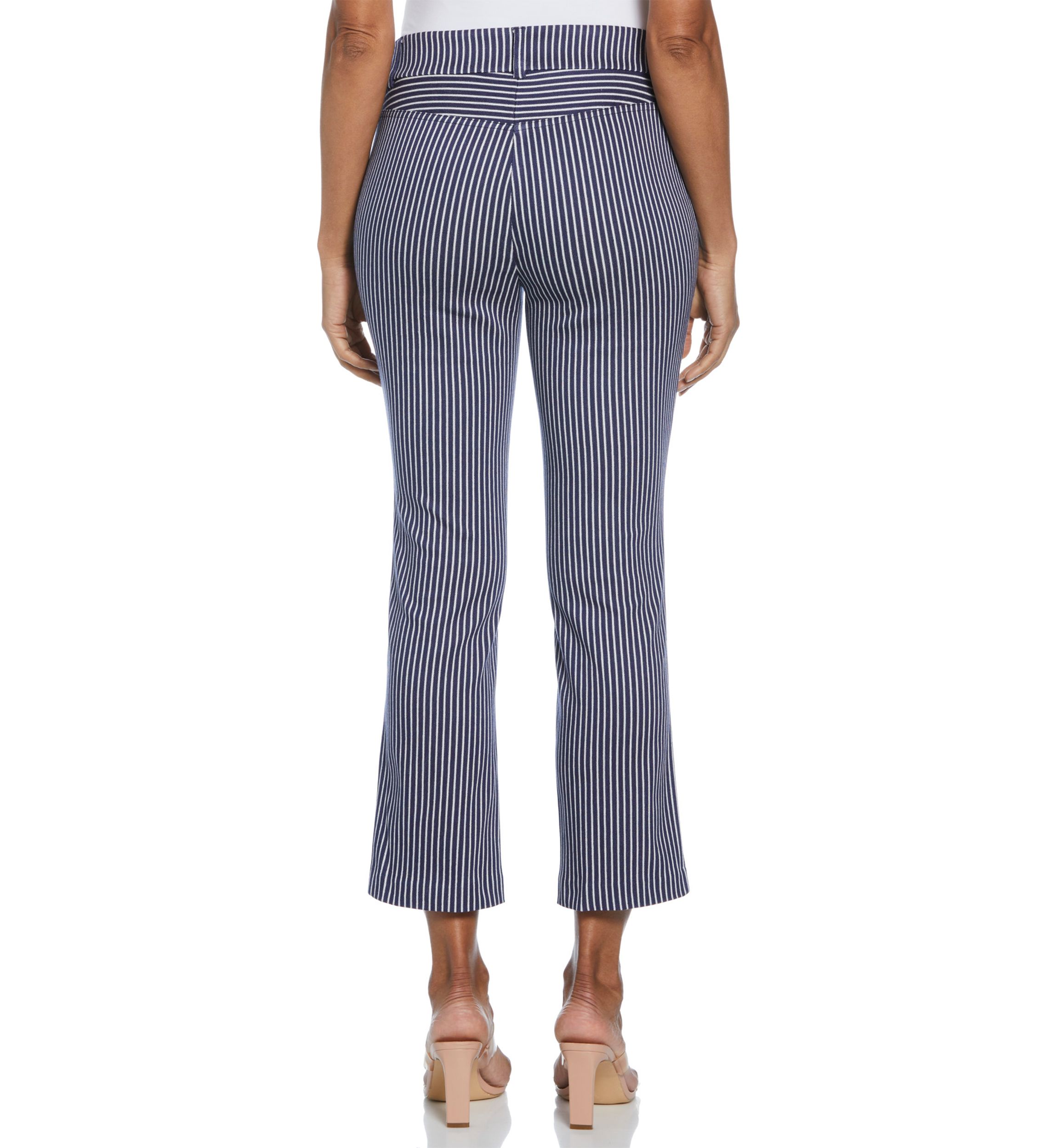 Petite Navy Stripe Back Yoke Pants