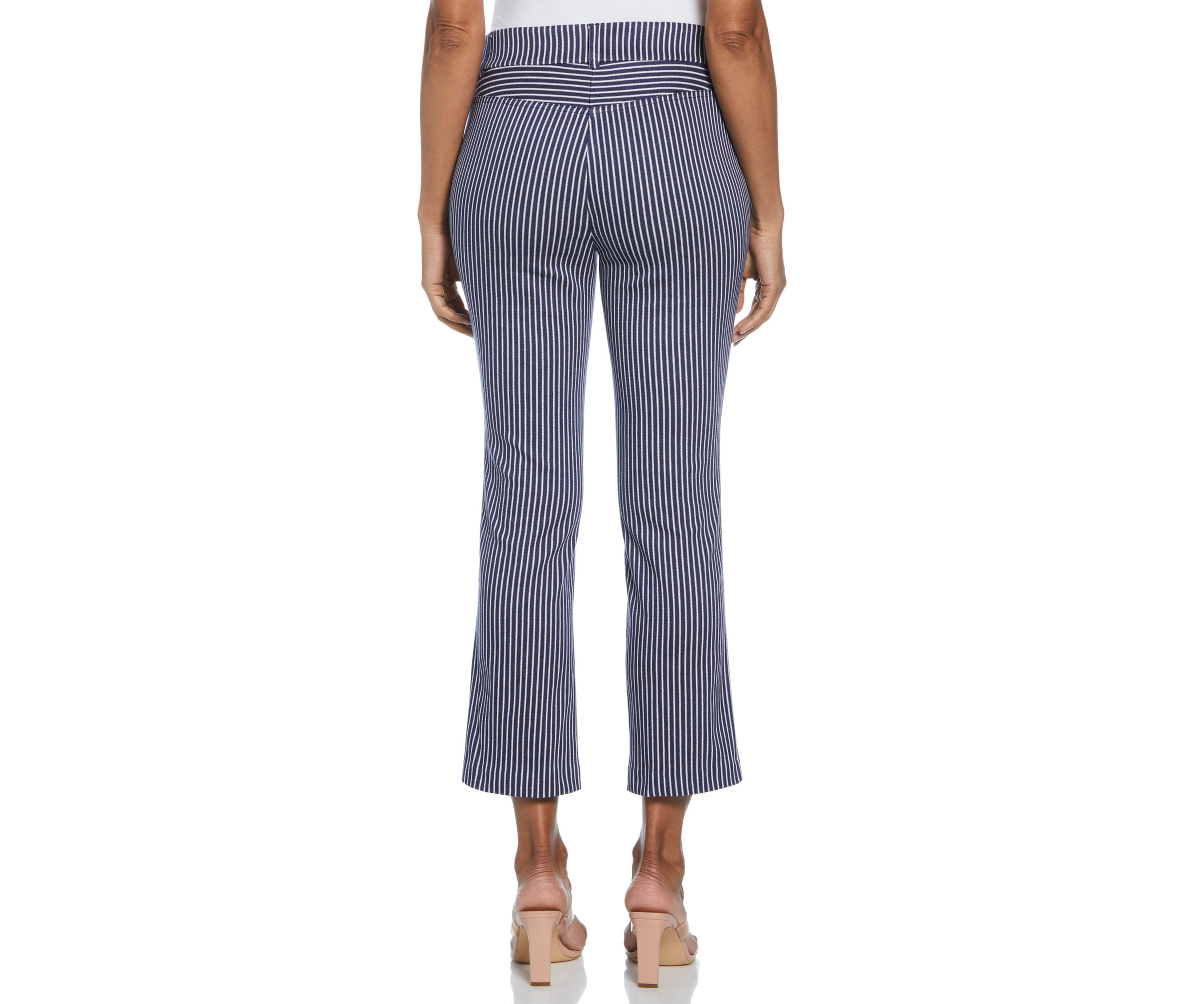 Petite Navy Stripe Back Yoke Pants