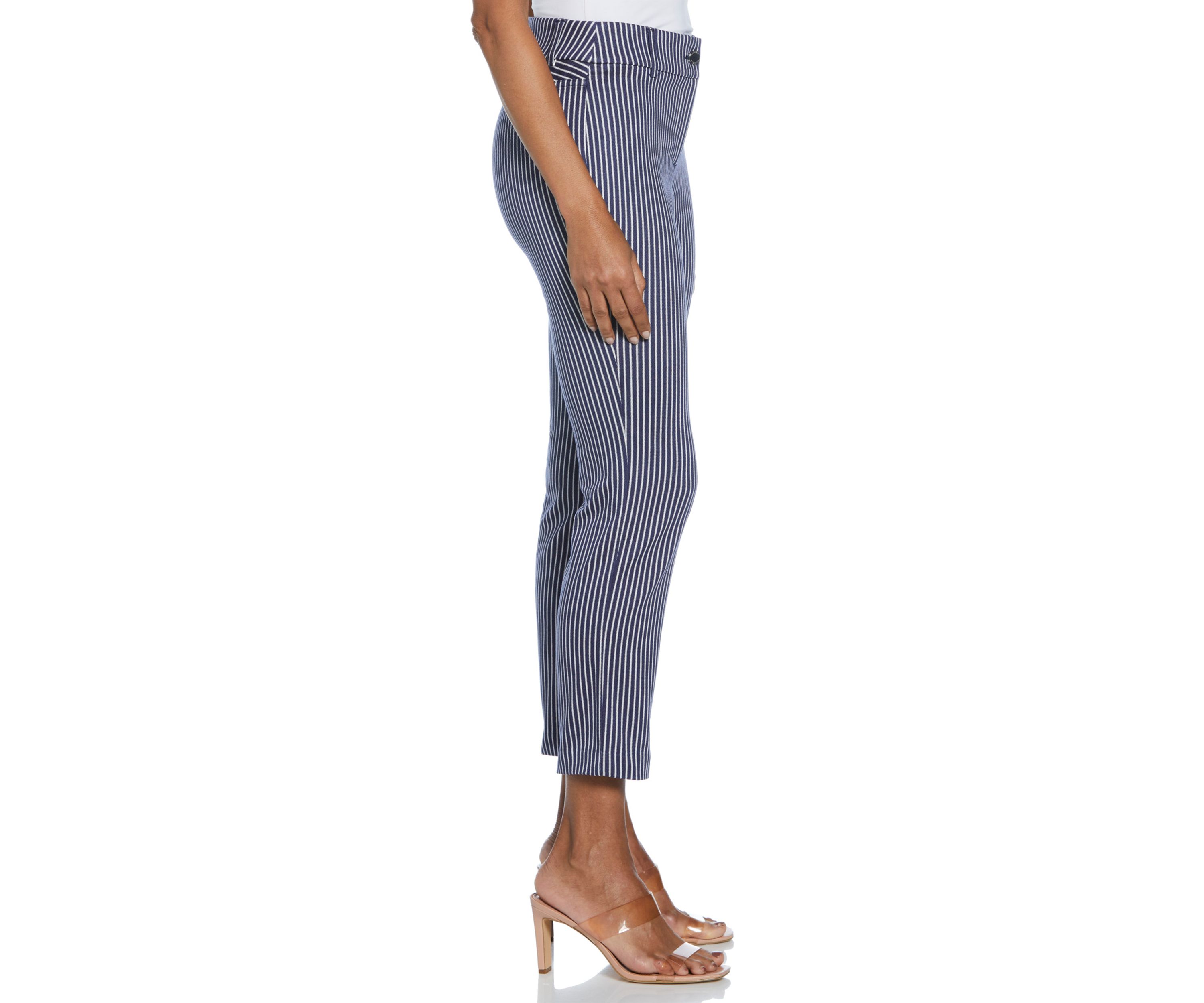 Petite Navy Stripe Back Yoke Pants