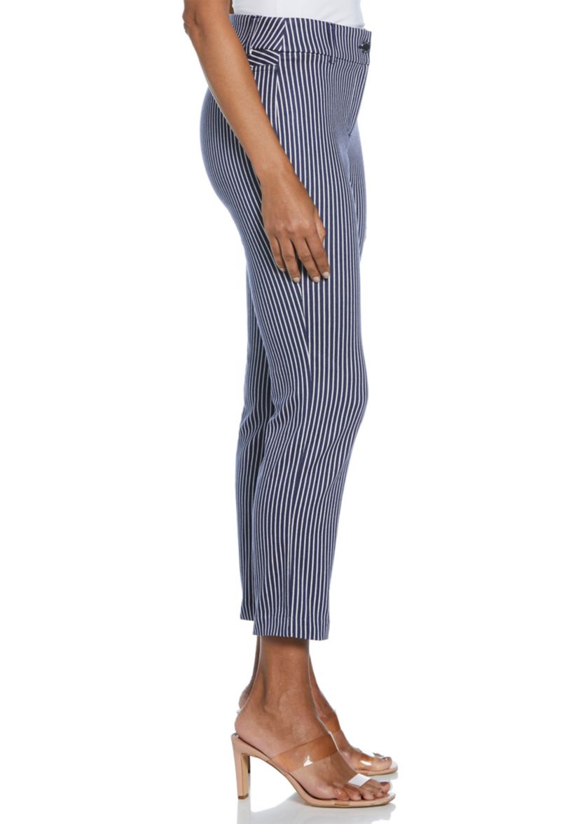 Petite Navy Stripe Back Yoke Pants