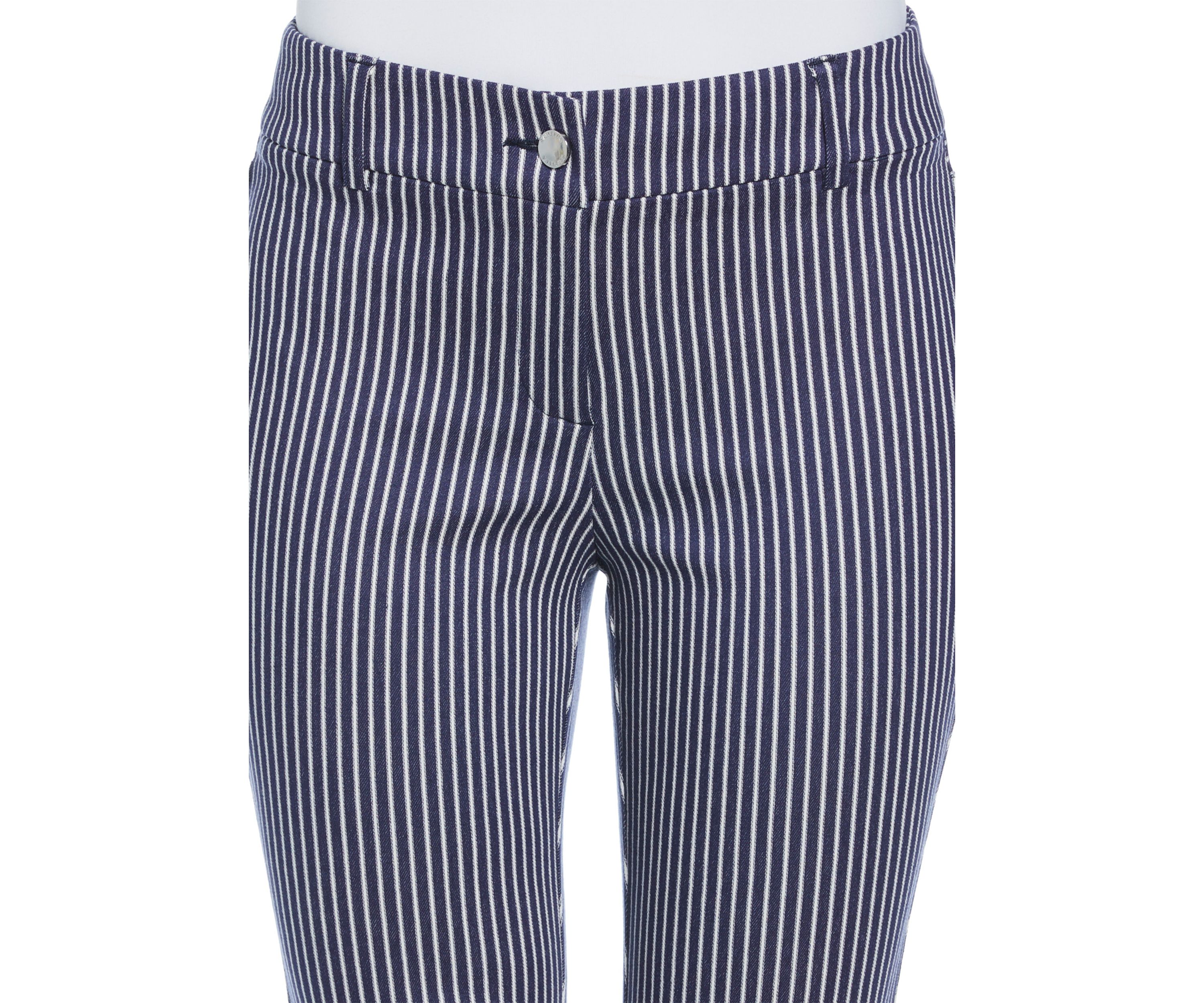 Petite Navy Stripe Back Yoke Pants