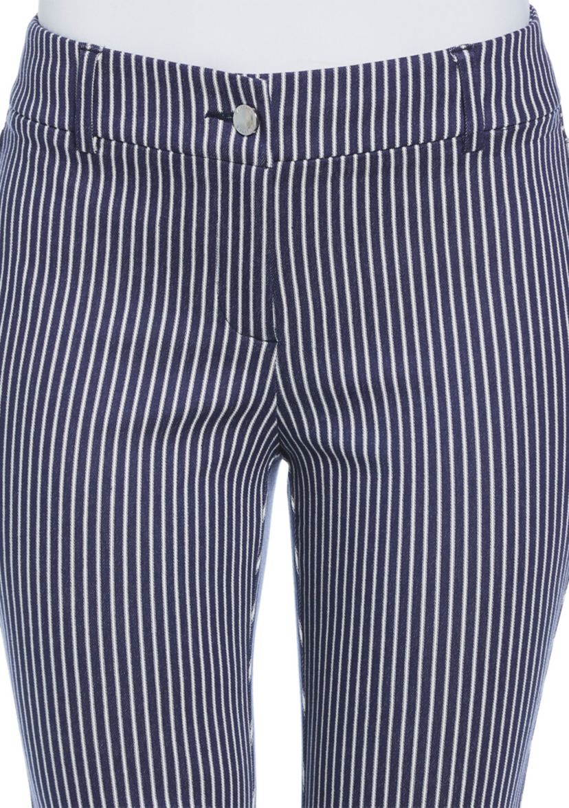 Petite Navy Stripe Back Yoke Pants