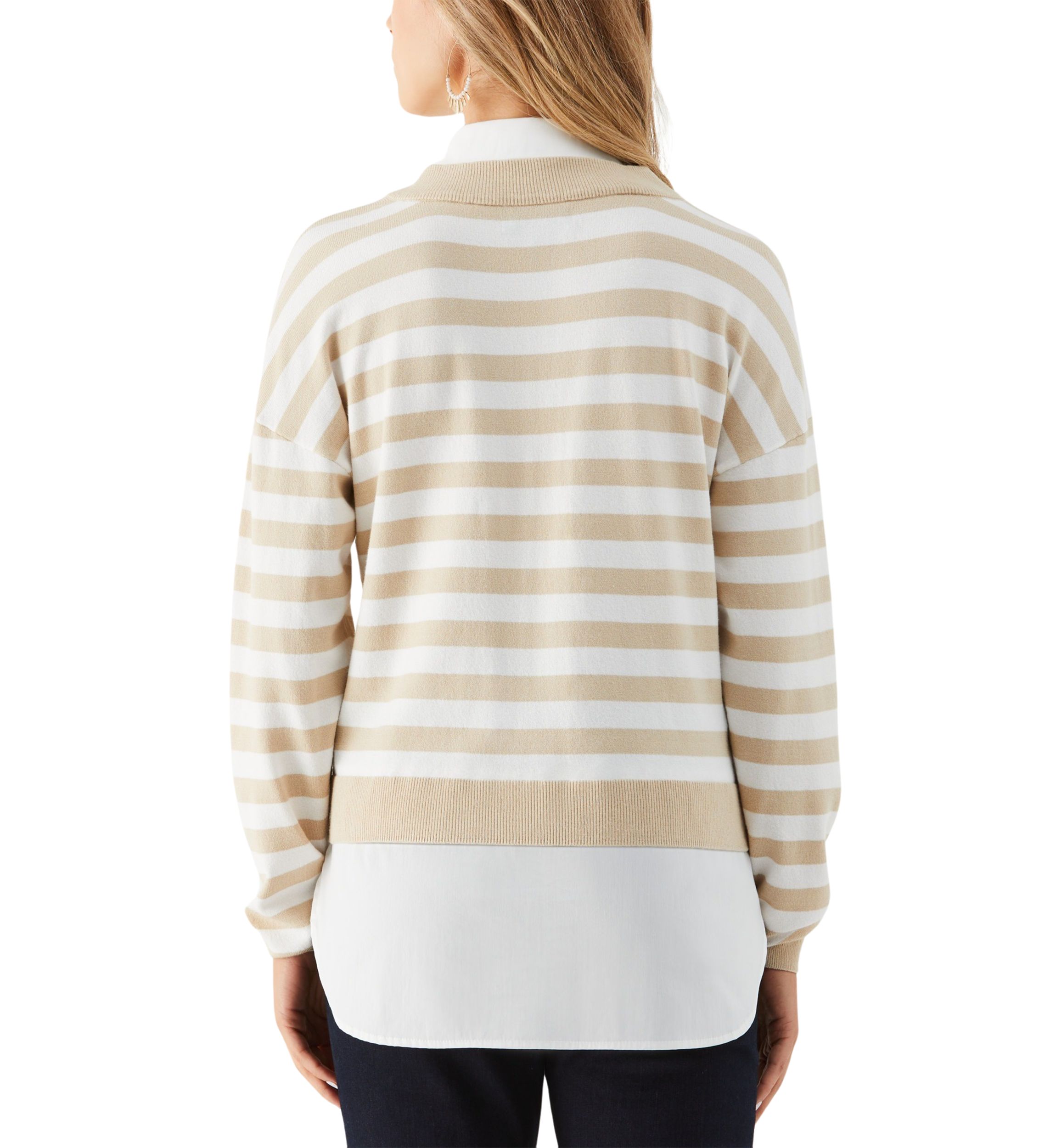 Petite Striped Layered Long Sleeve Sweater