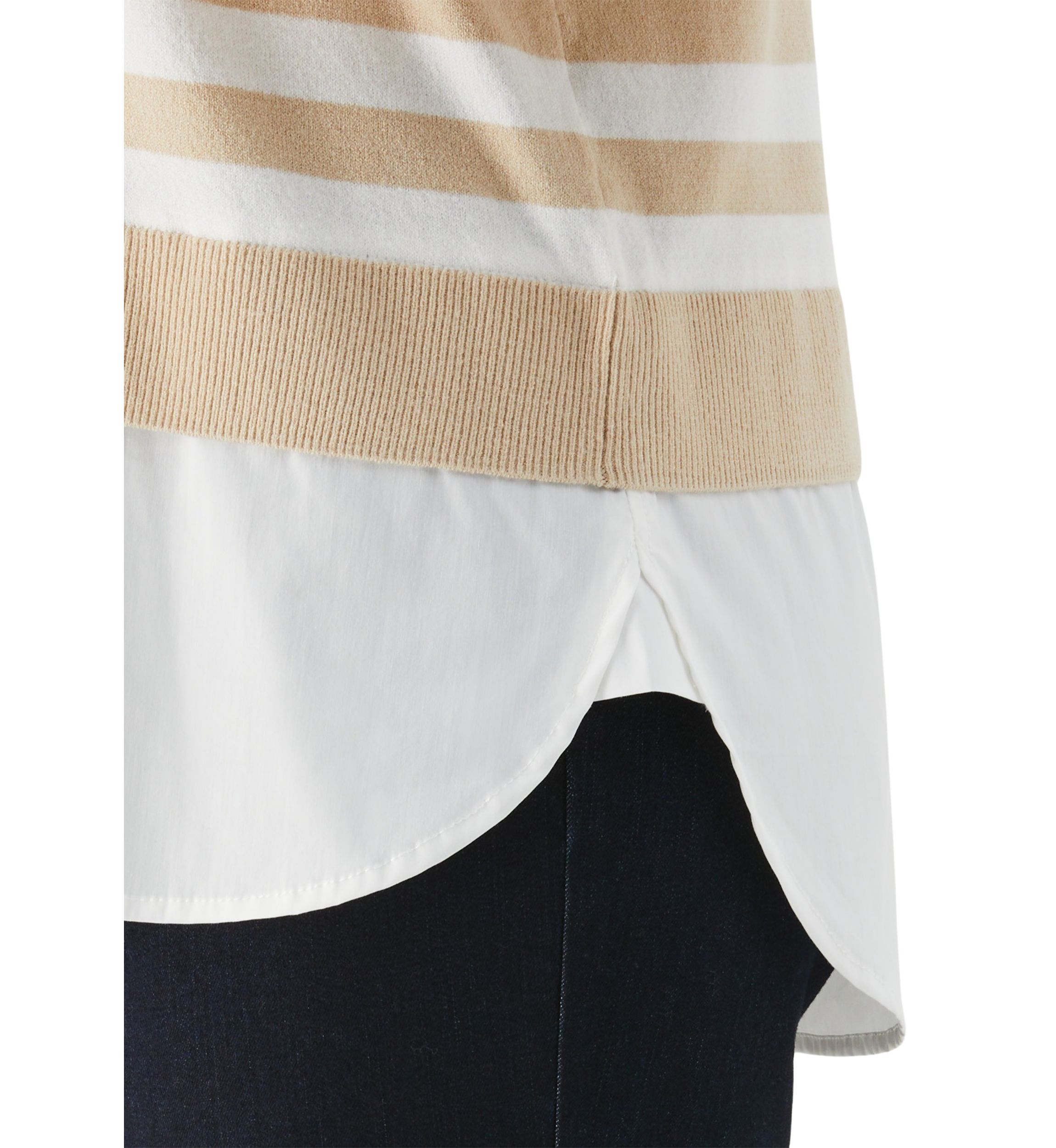 Petite Striped Layered Long Sleeve Sweater