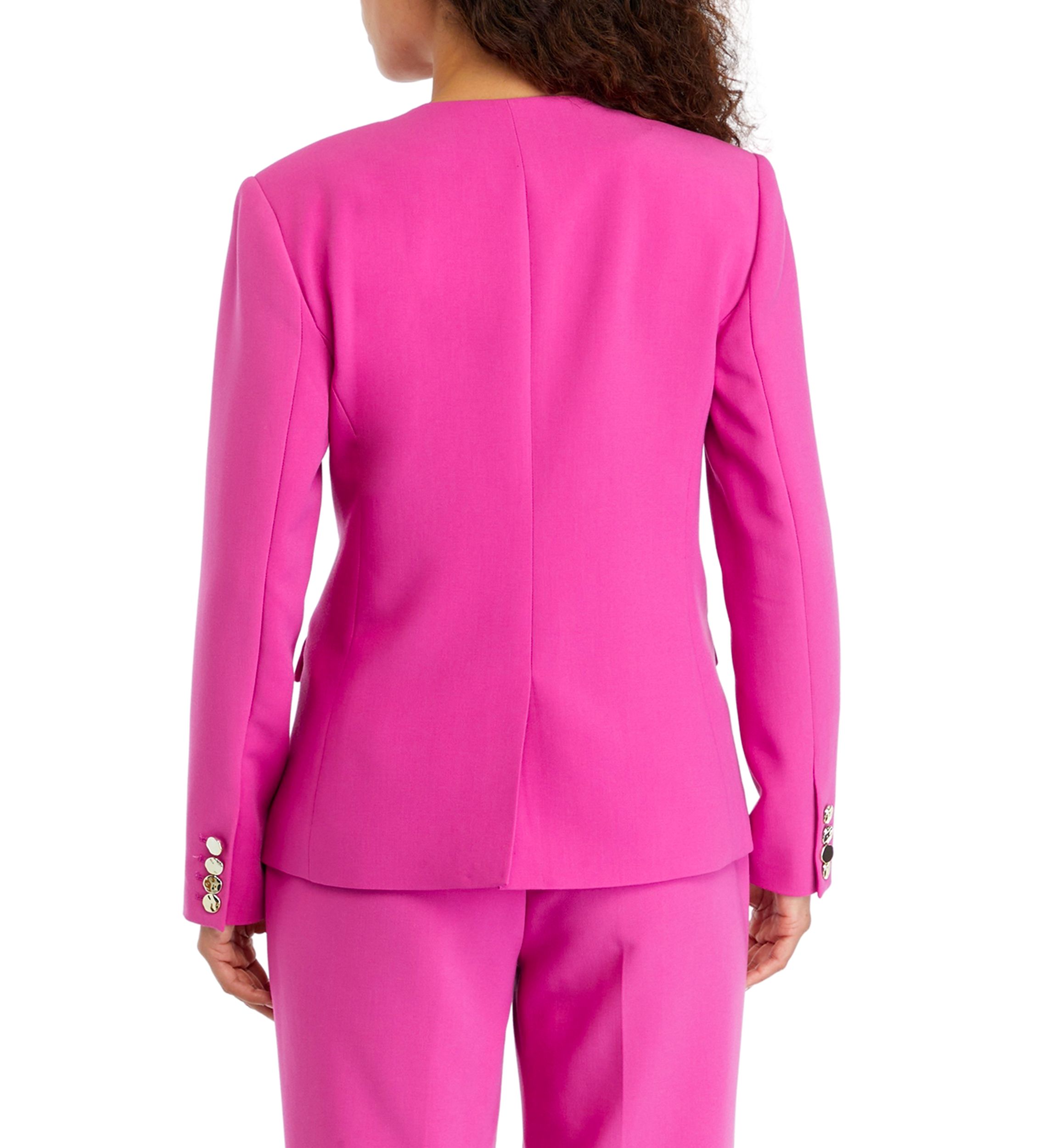 Petite Twill Gabardine Collarless Blazer