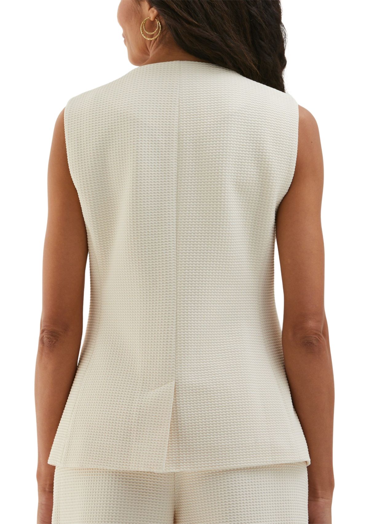 Petite Textured Button Down Vest