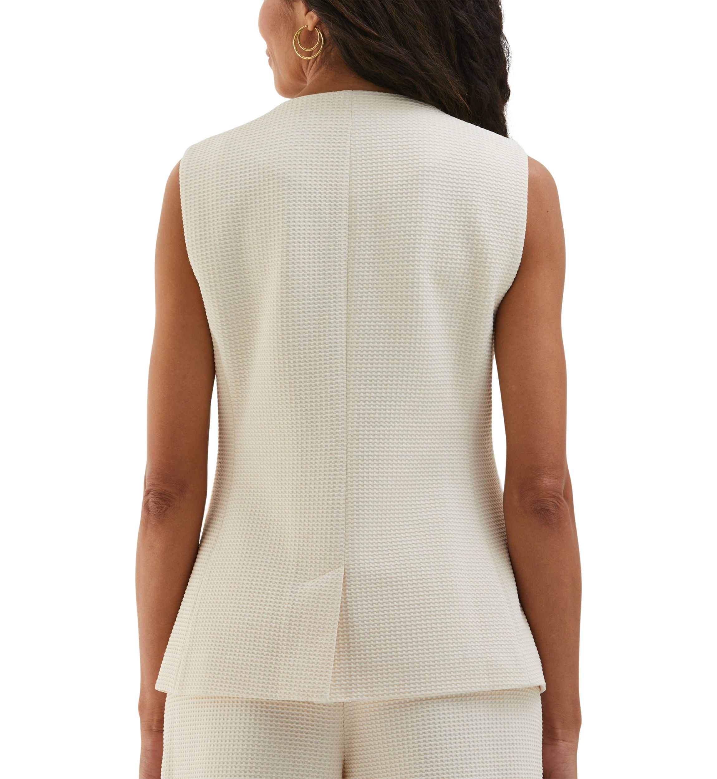 Petite Textured Button Down Vest