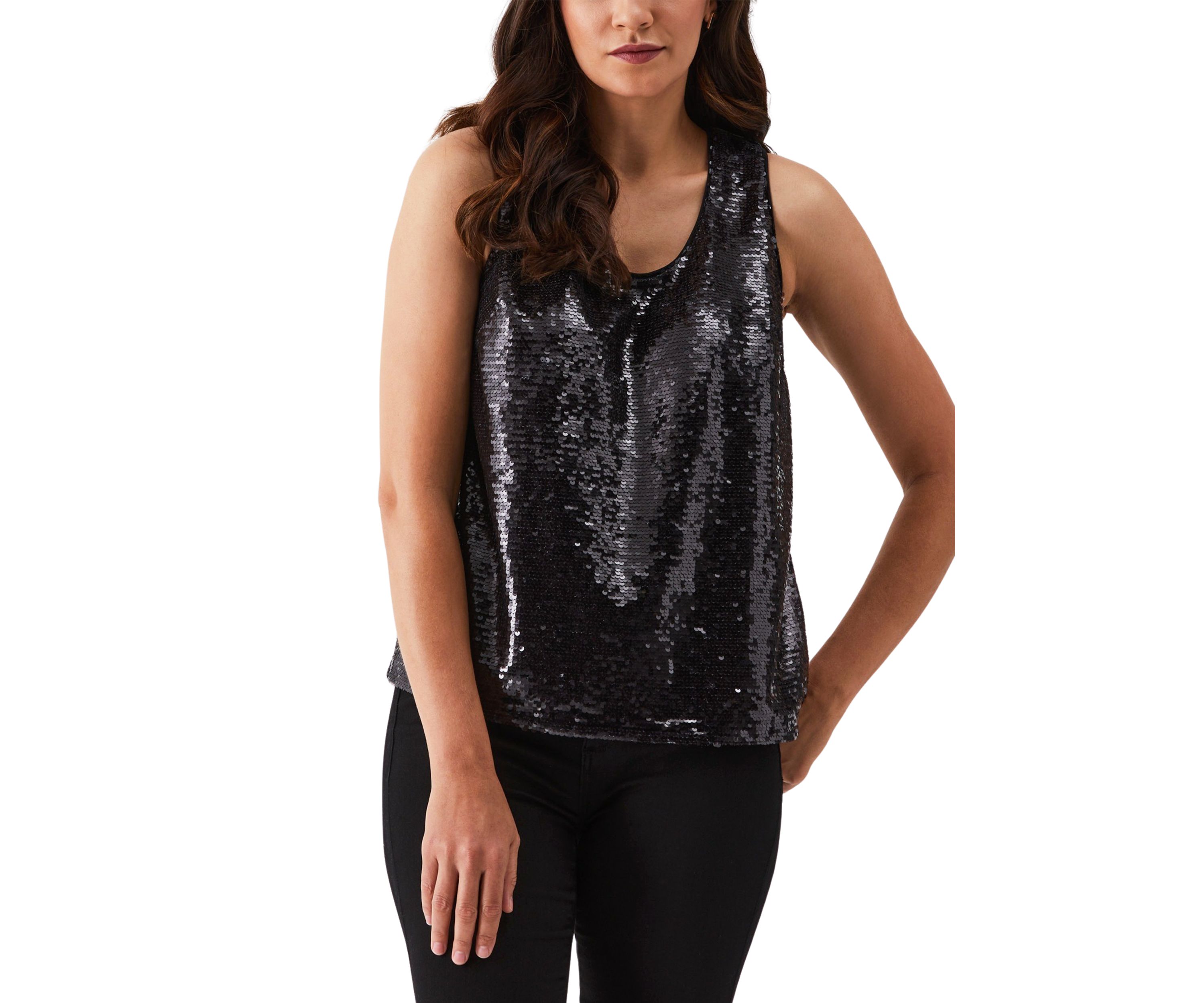 Petite Sequin Sleeveless Tank Top