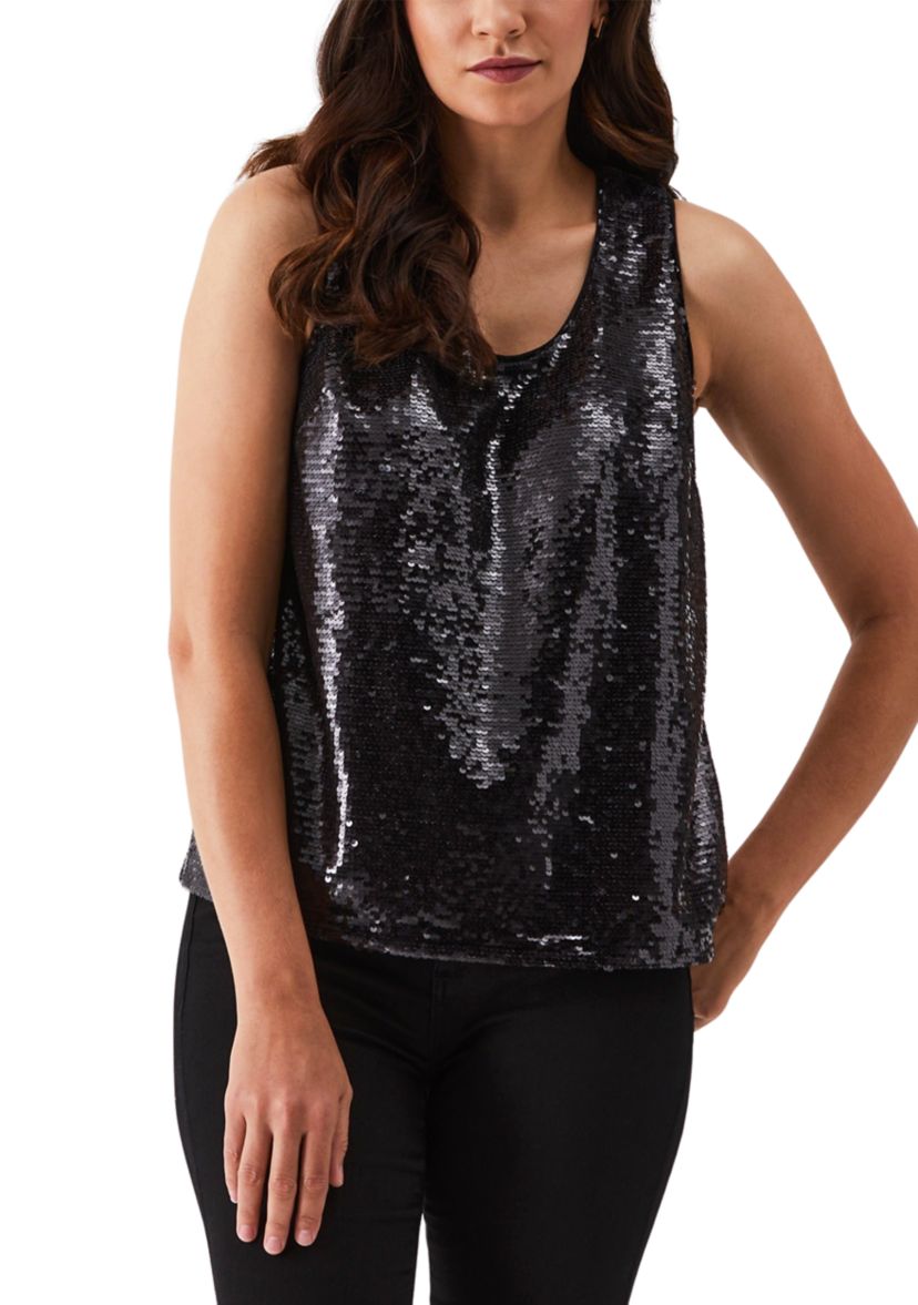 Petite Sequin Sleeveless Tank Top