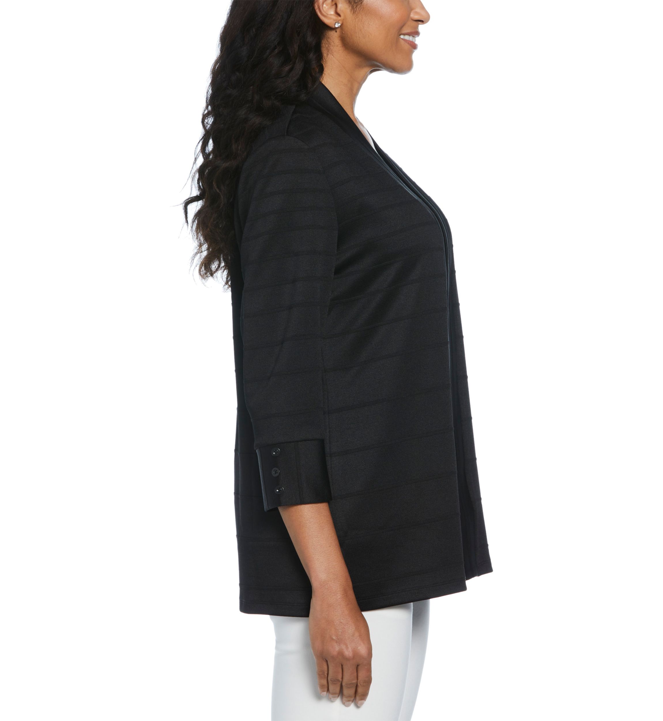 Petite Ottoman Knit 3/4 Length Sleeve Cardigan