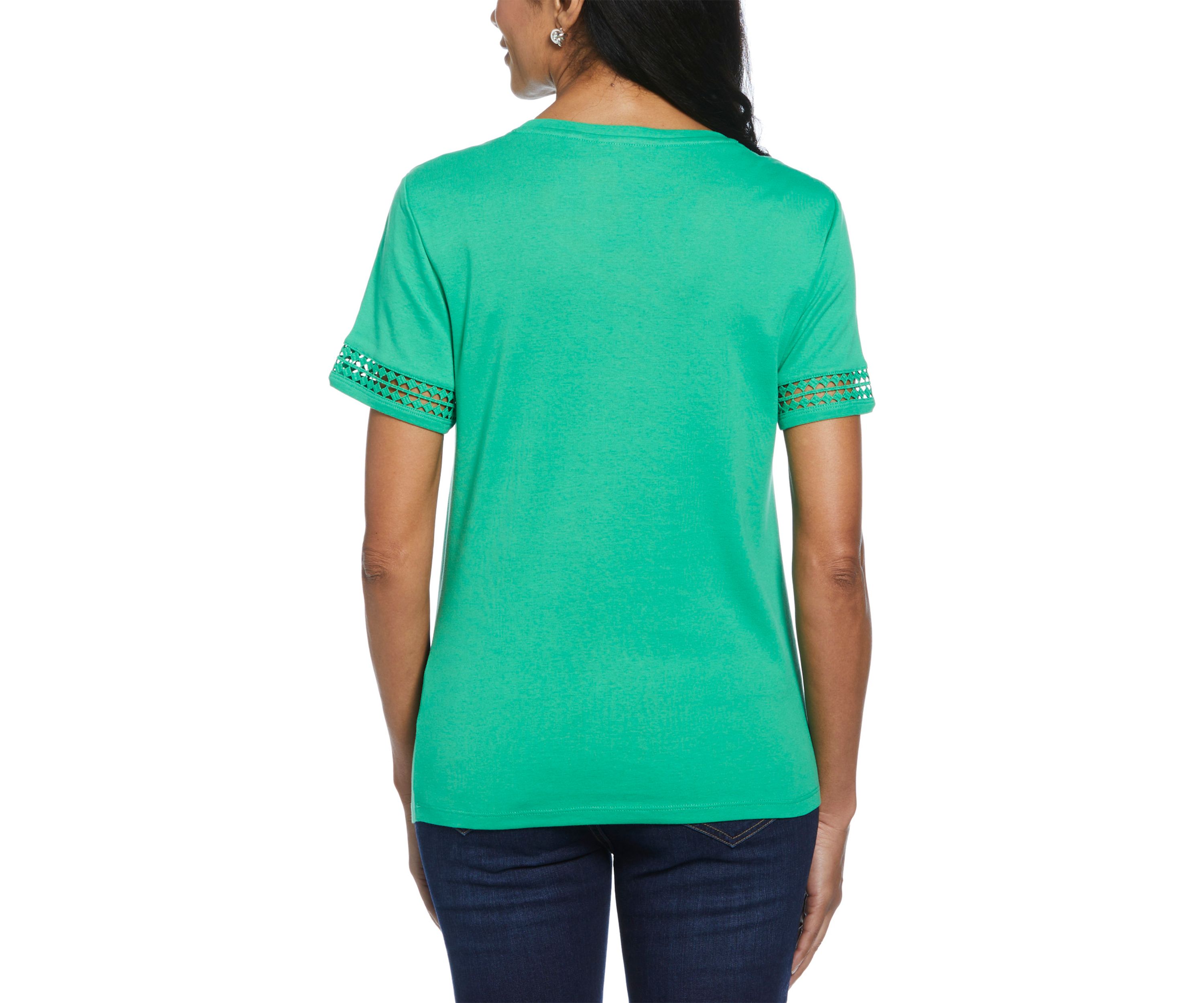 Petite Dot Lace Trim Short Sleeve T-Shirt