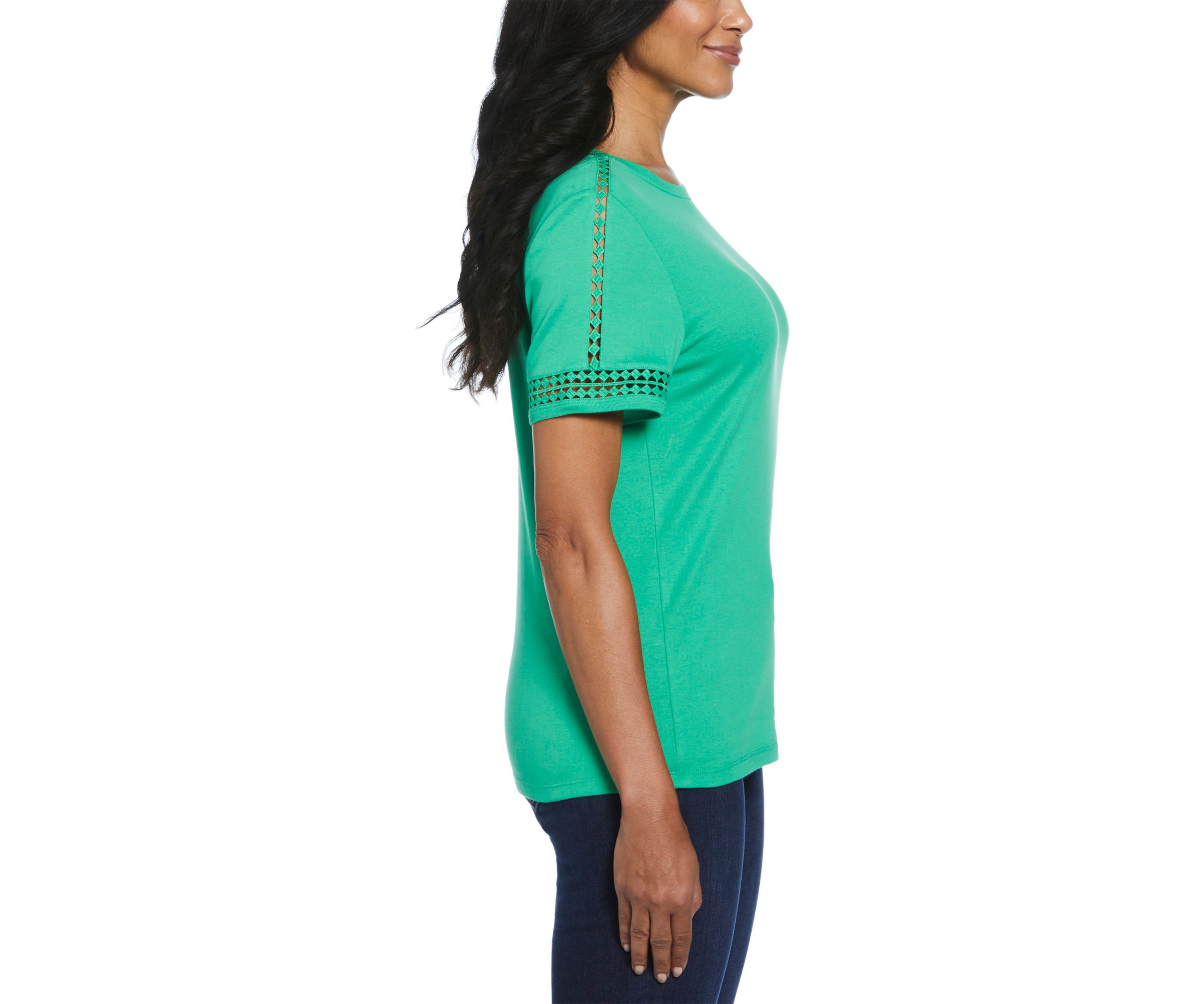 Petite Dot Lace Trim Short Sleeve T-Shirt