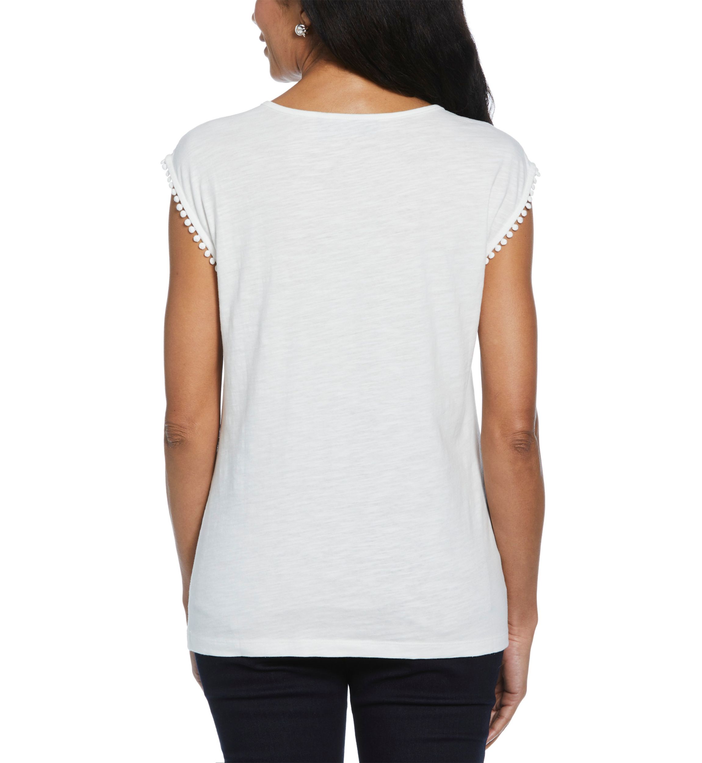 Petite Circular Lace Yoke Sleeveless Top