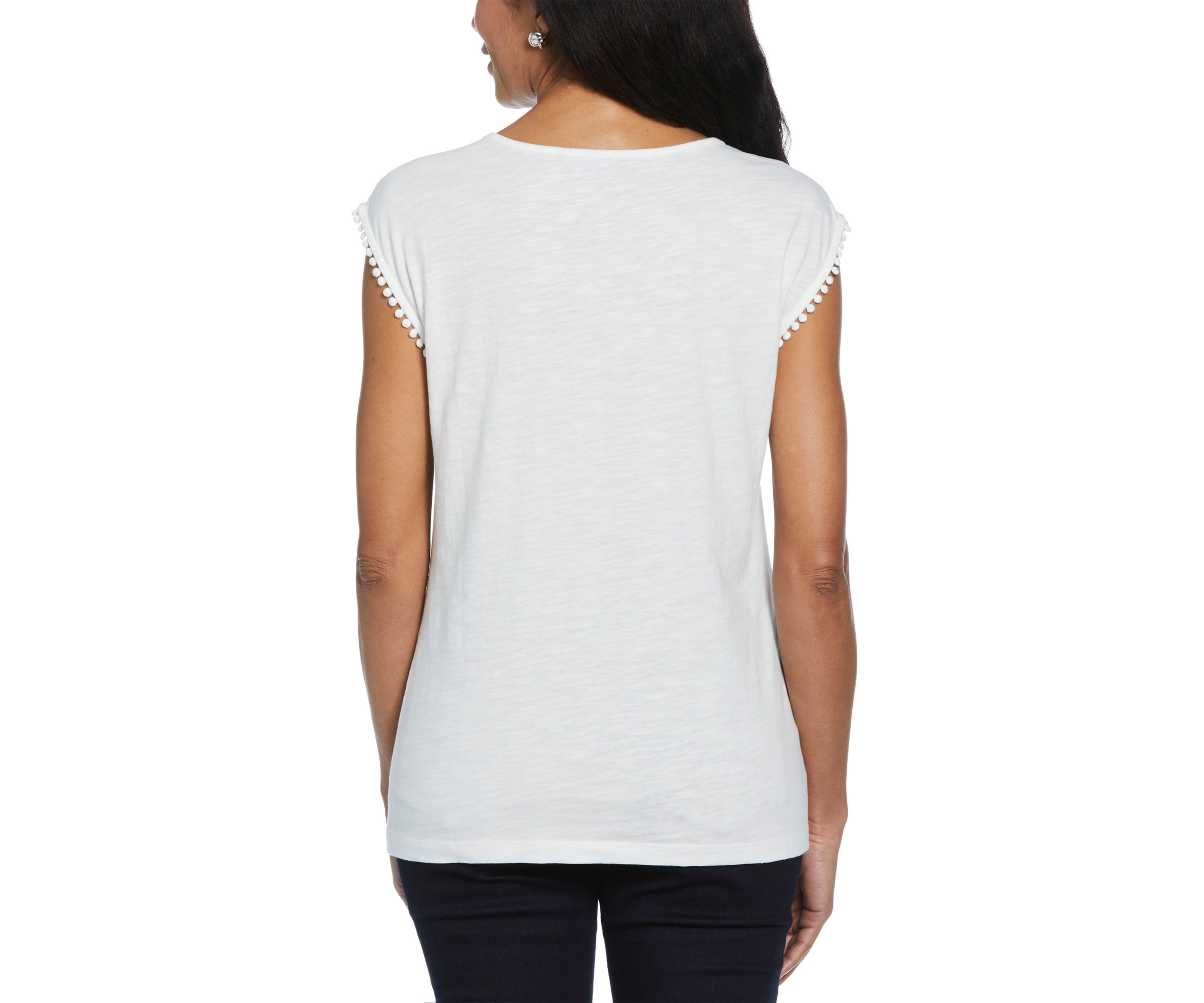 Petite Circular Lace Yoke Sleeveless Top