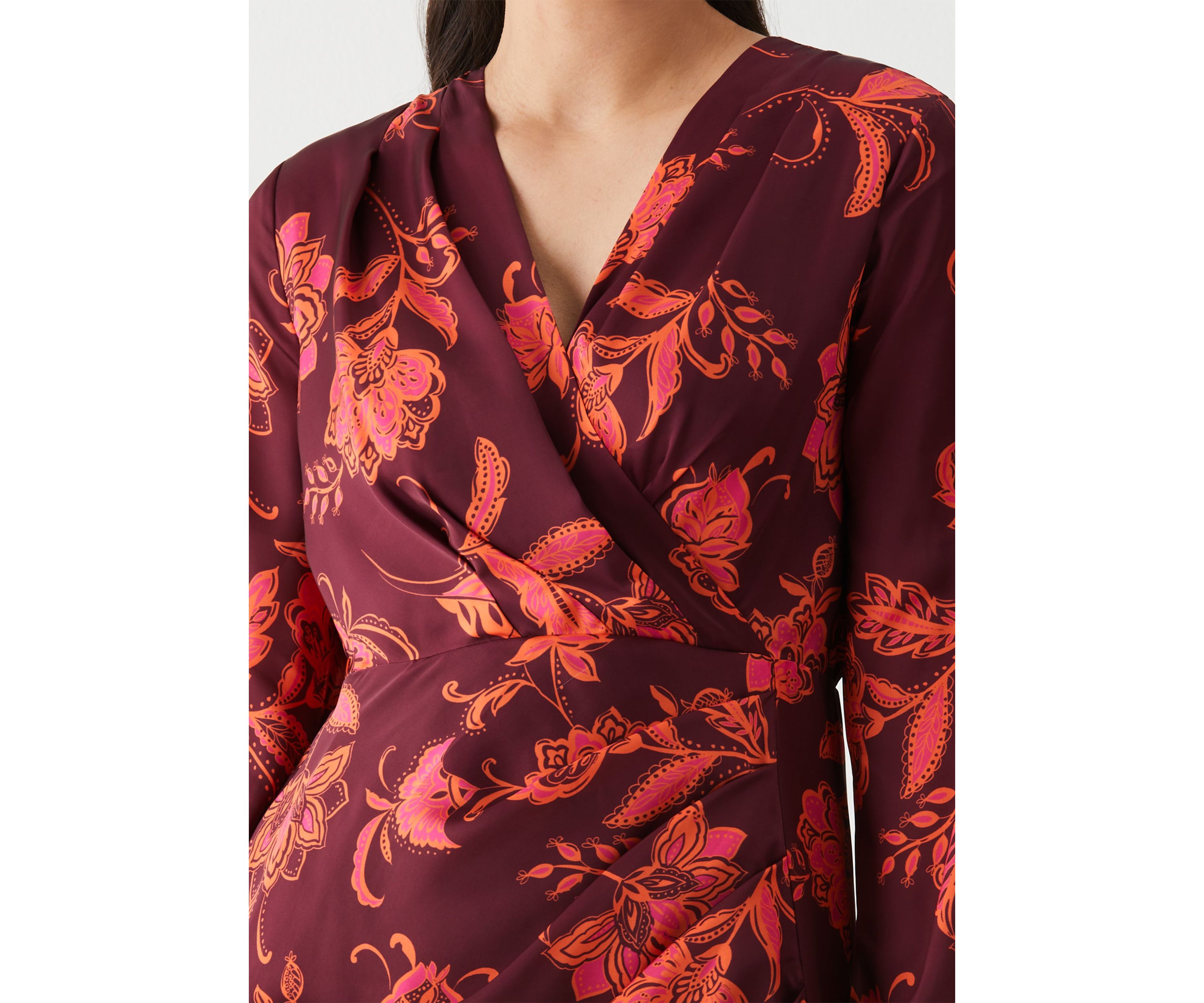 Petite Wrap Long Sleeve Midi Dress
