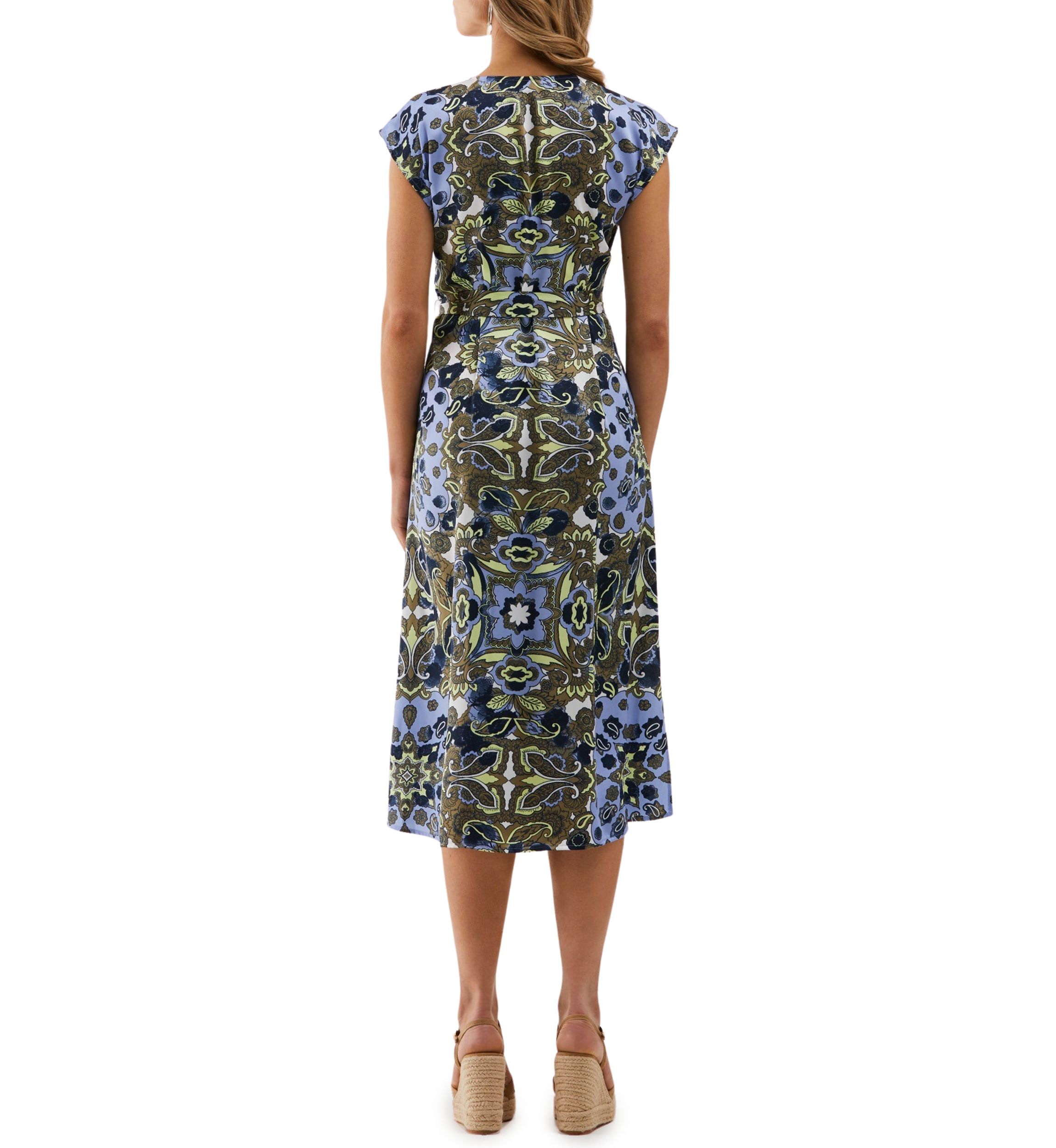 Petite Scarf Print Self Tie Sleeveless Dress