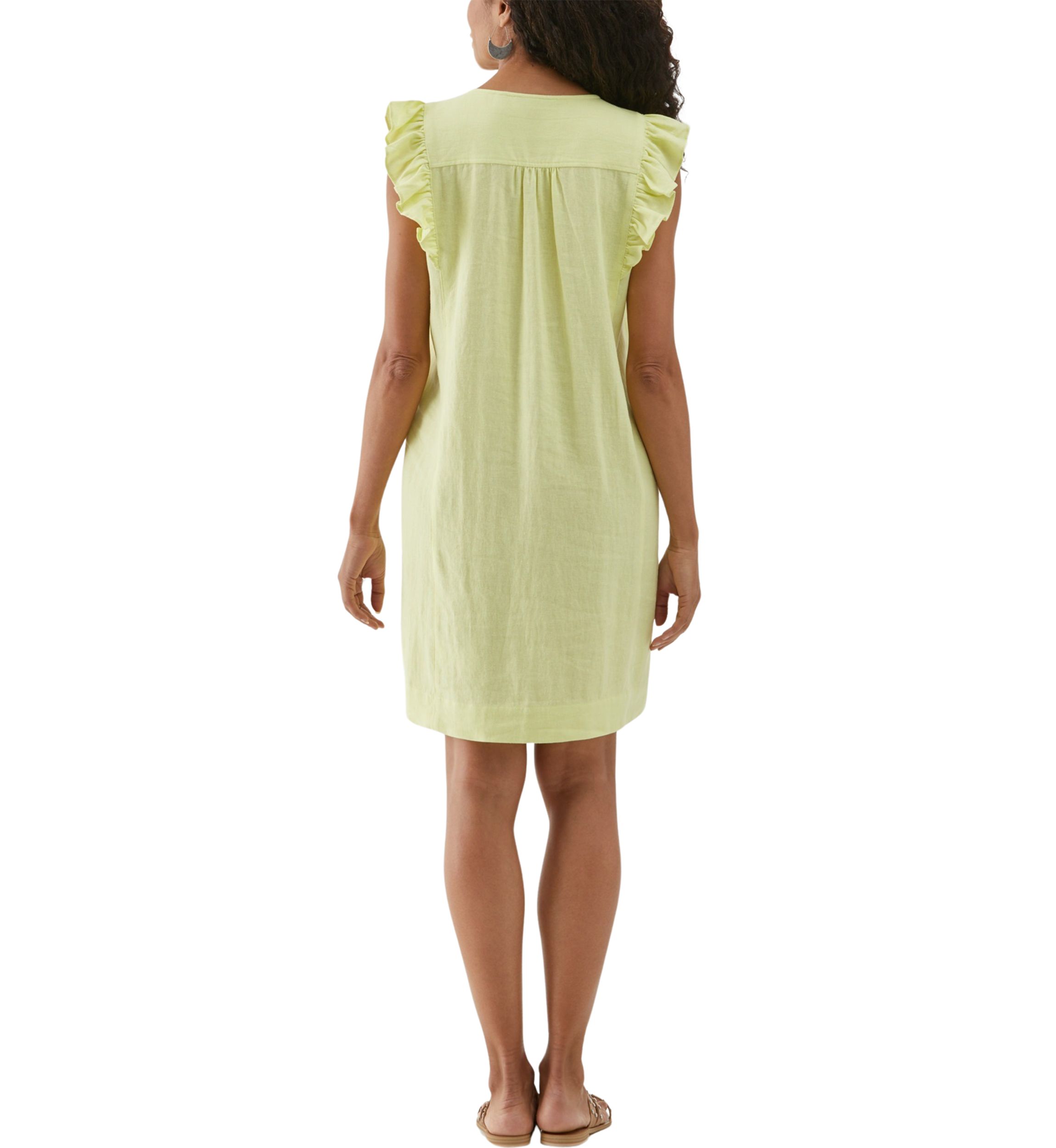 Petite Linen Blend Pintuck Sleeveless Dress