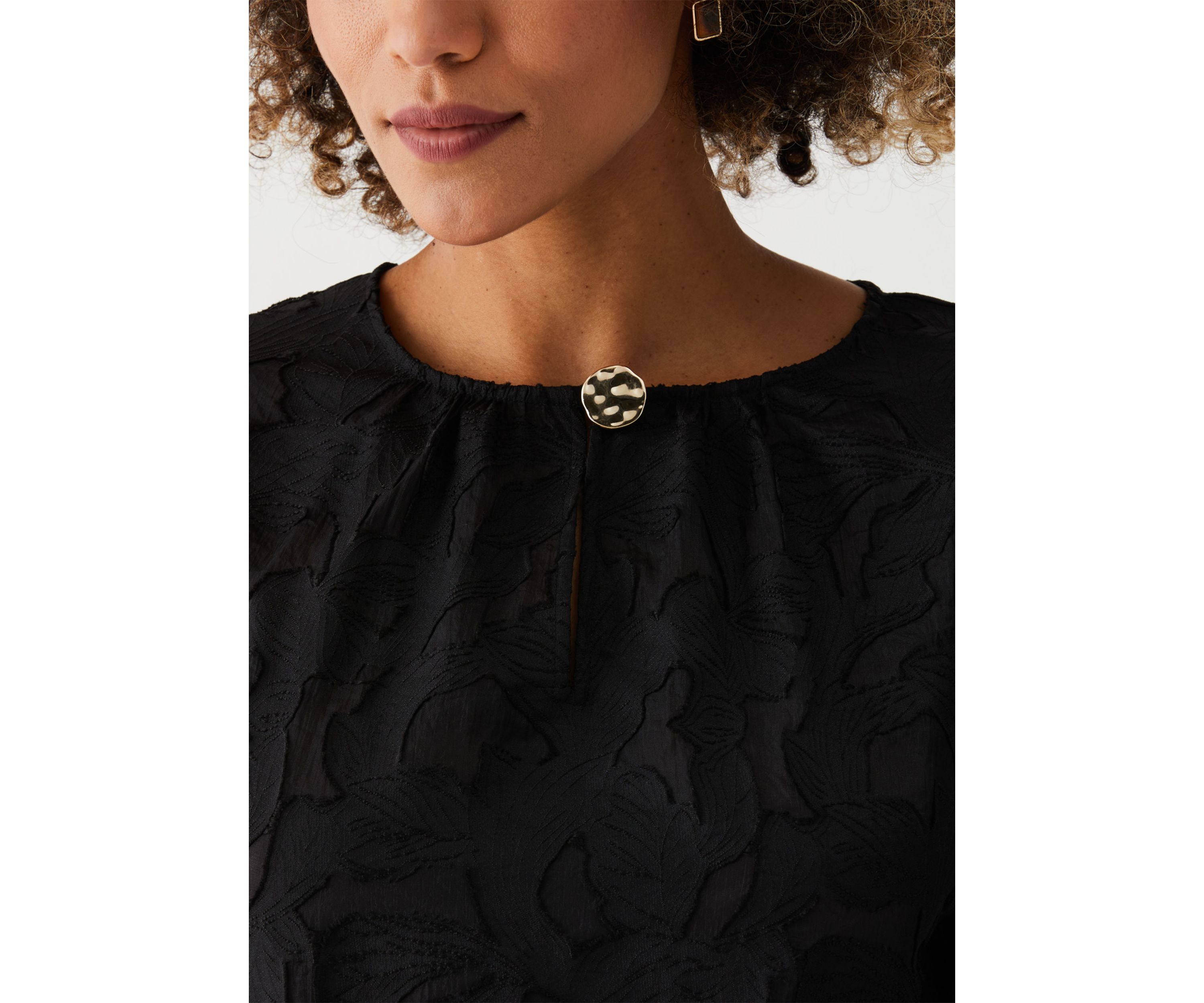 Petite Clip Organza Long Sleeve Blouse