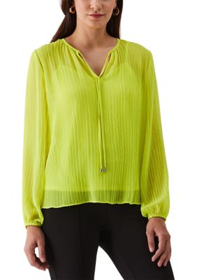 ELLA Rafaella Women's Petite Pleated Balloon Sleeve Blouse, PXL