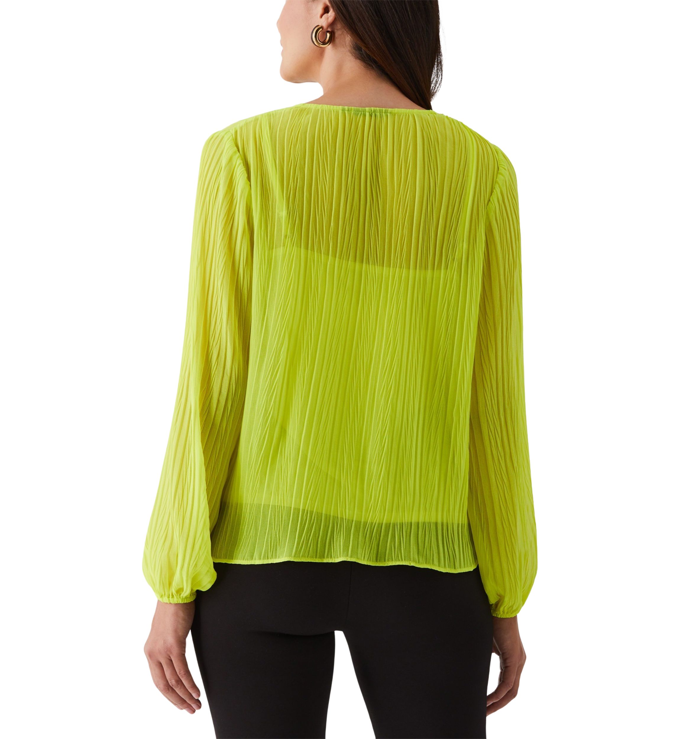 Petite Pleated Balloon Sleeve Blouse
